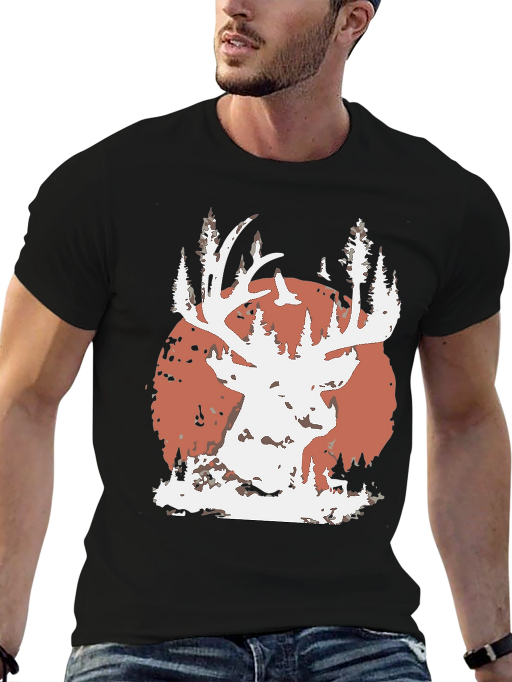 Deer Silhouette Graphic Tee - Nature Inspired