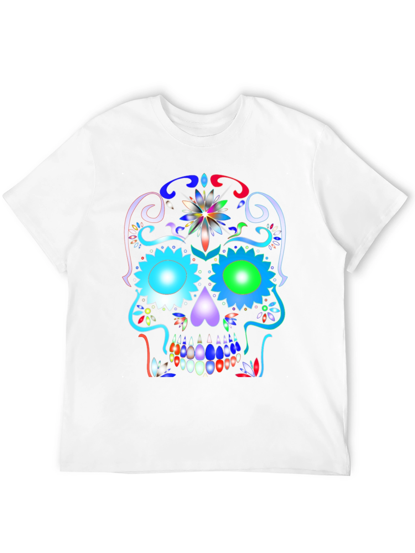 Colorful Sugar Skull Graphic Tee - Day of the Dead