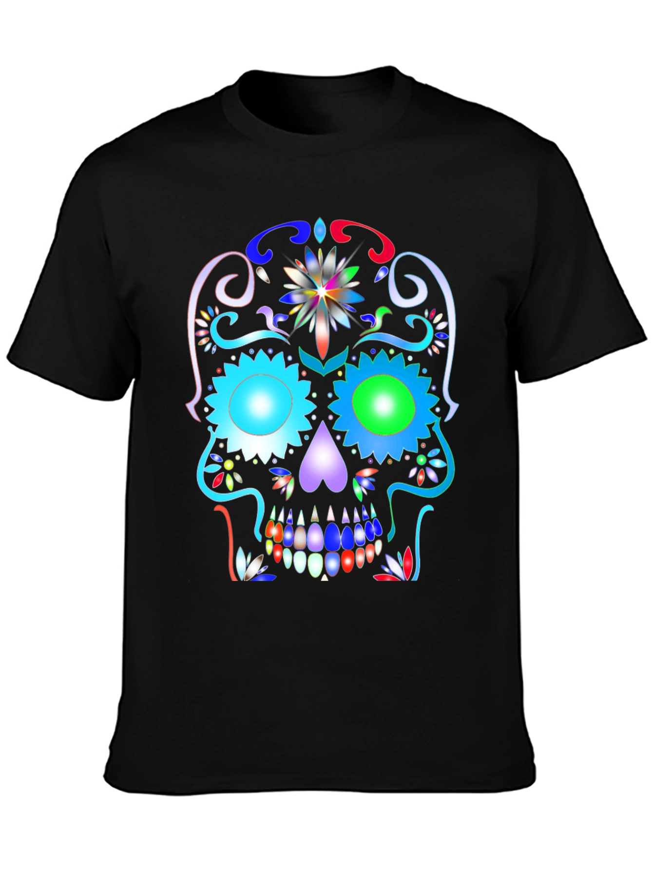 Colorful Sugar Skull Graphic Tee - Day of the Dead