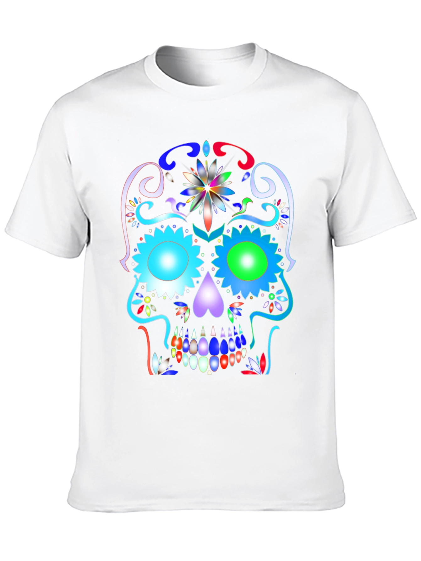 Colorful Sugar Skull Graphic Tee - Day of the Dead