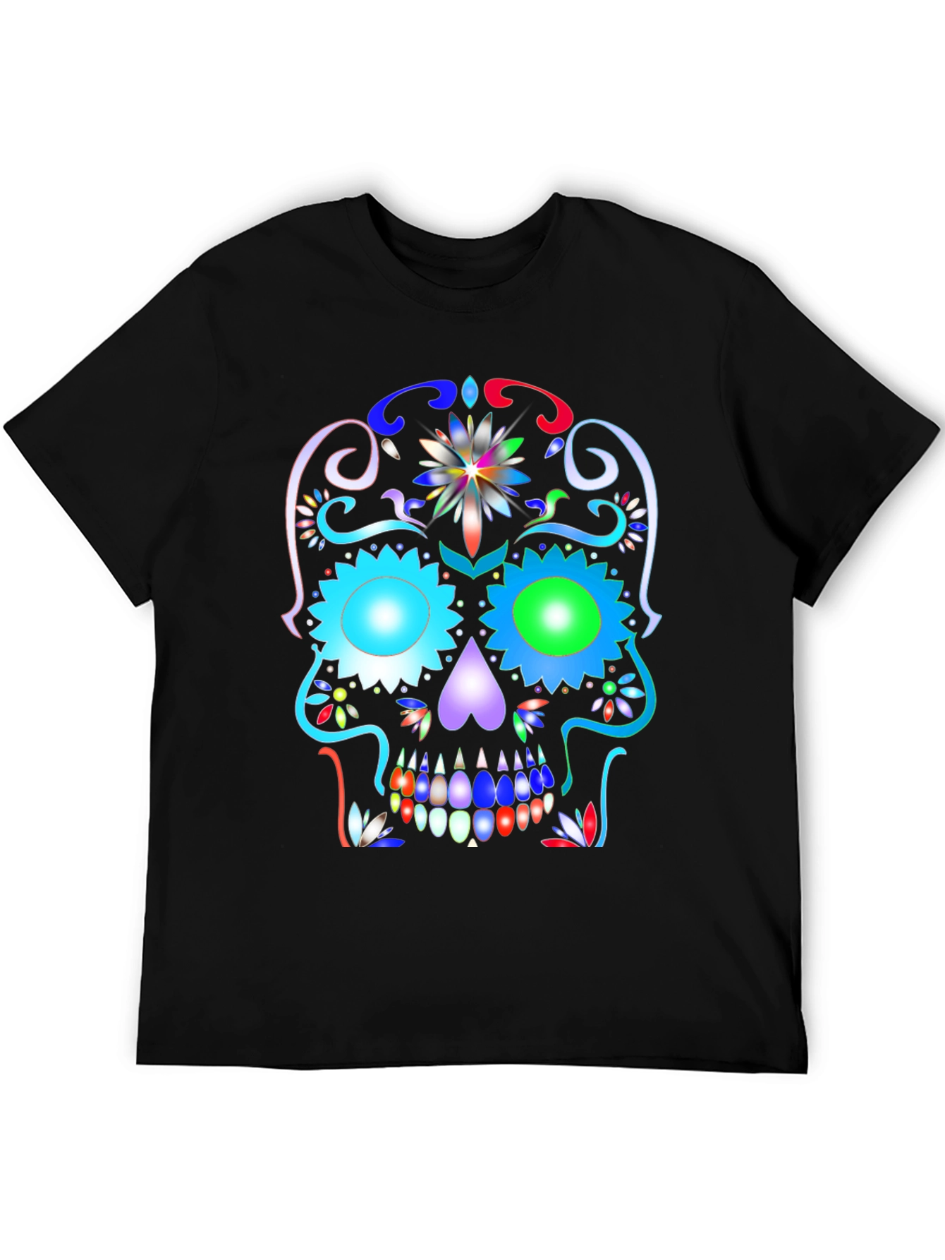 Colorful Sugar Skull Graphic Tee - Day of the Dead