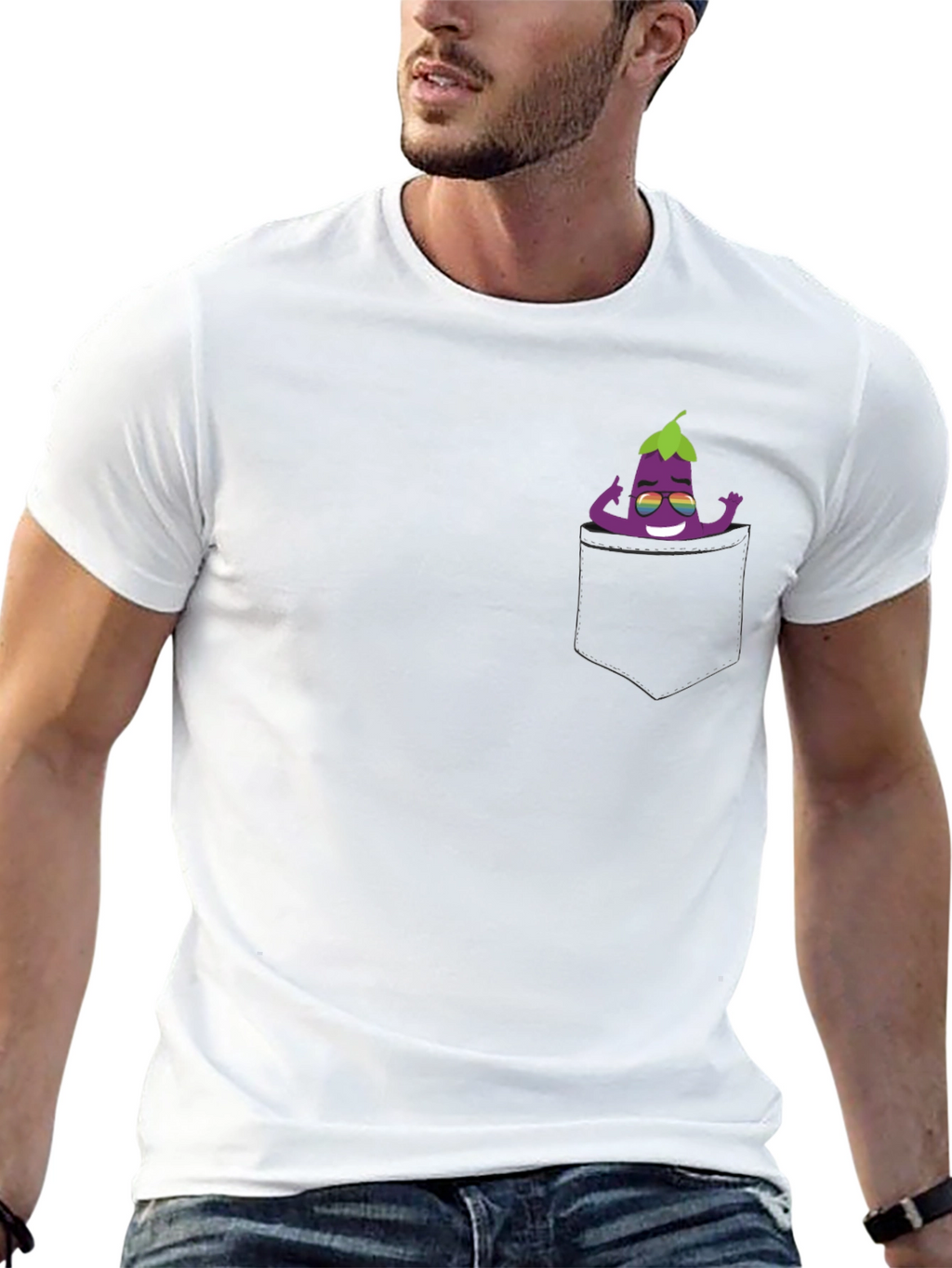 Cool Eggplant Pocket T-Shirt