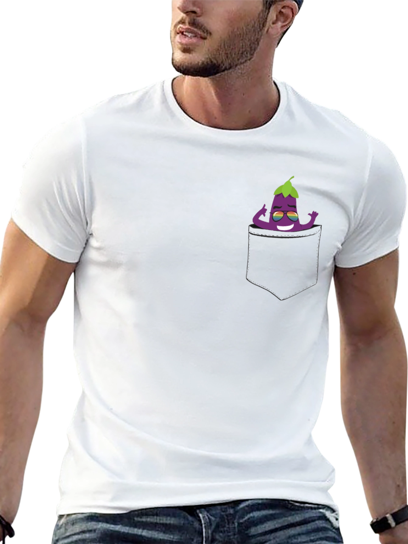 Cool Eggplant Pocket T-Shirt