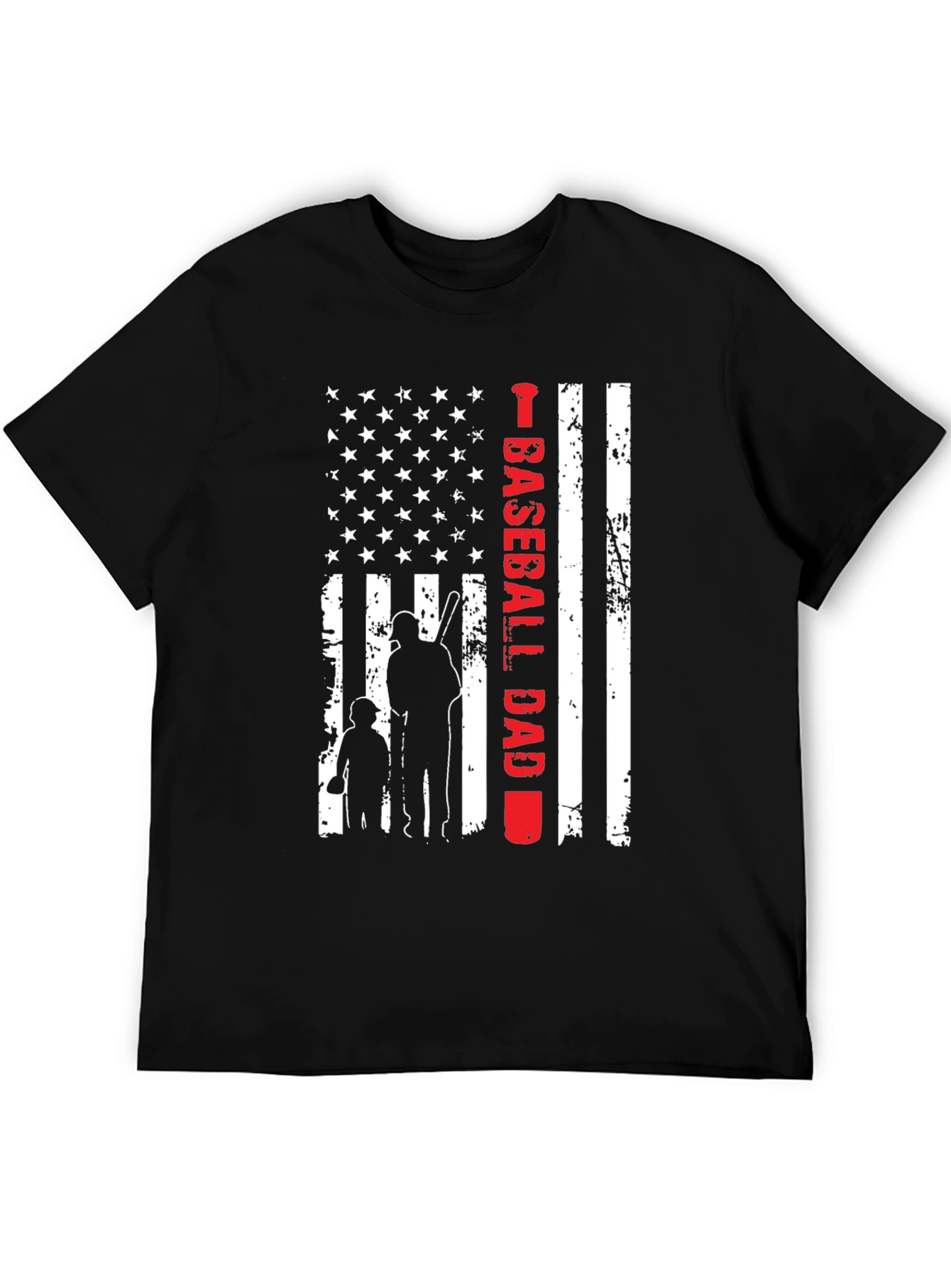 Baseball Dad American Flag Graphic Tee