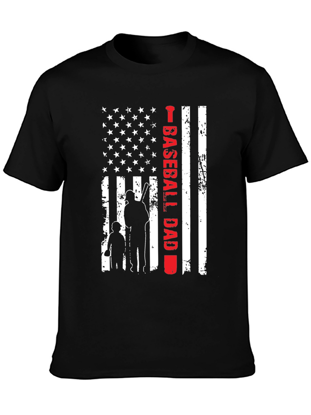 Baseball Dad American Flag Graphic Tee
