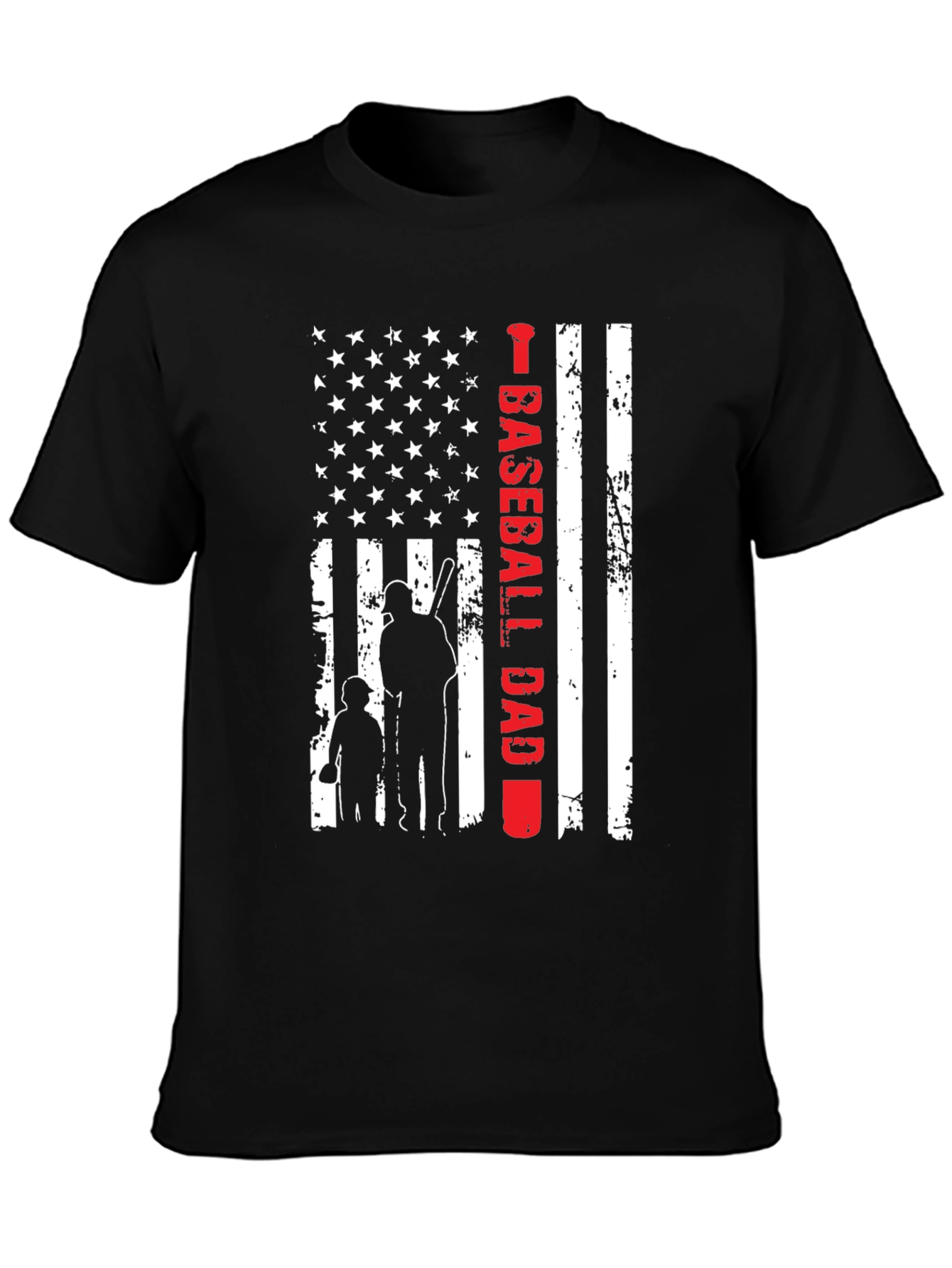 Baseball Dad American Flag Graphic Tee