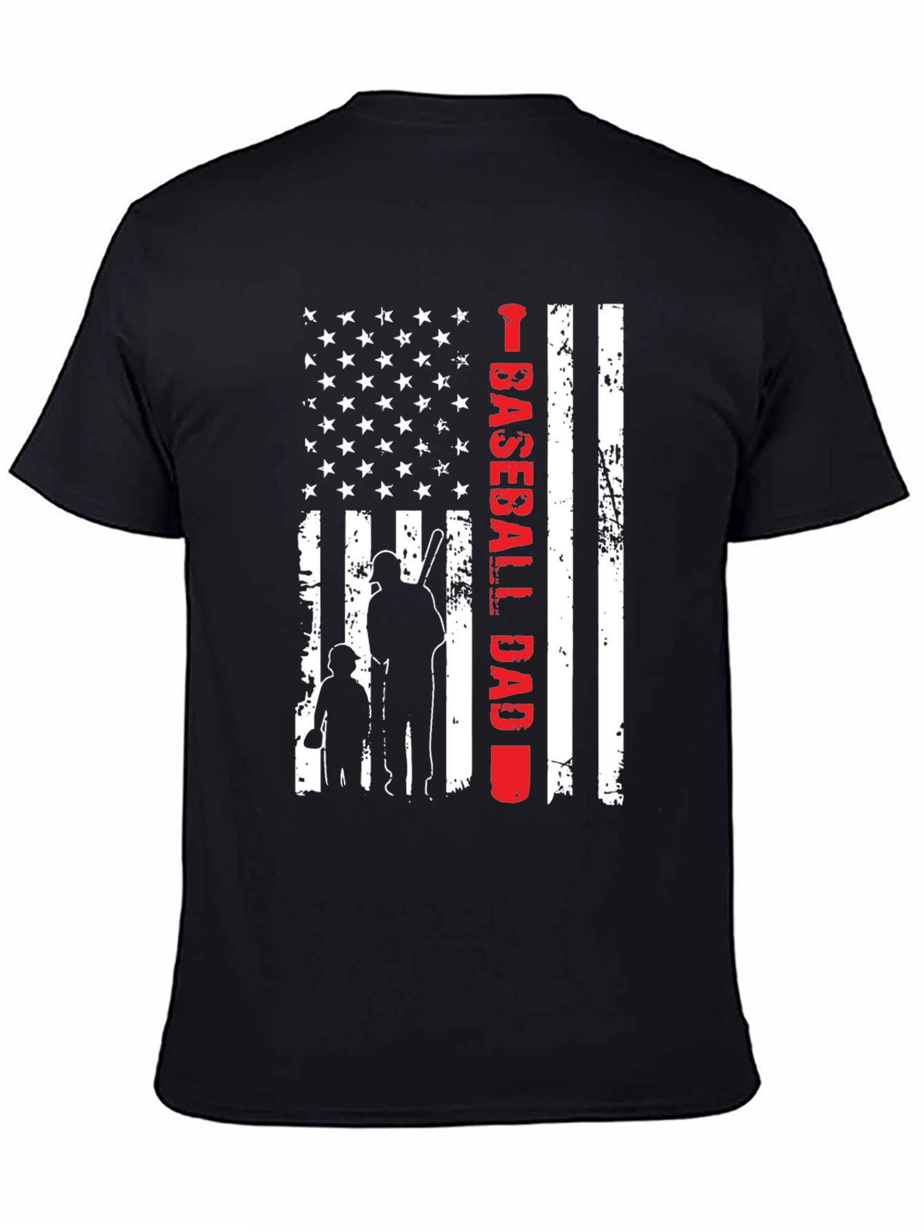 Baseball Dad American Flag Graphic Tee