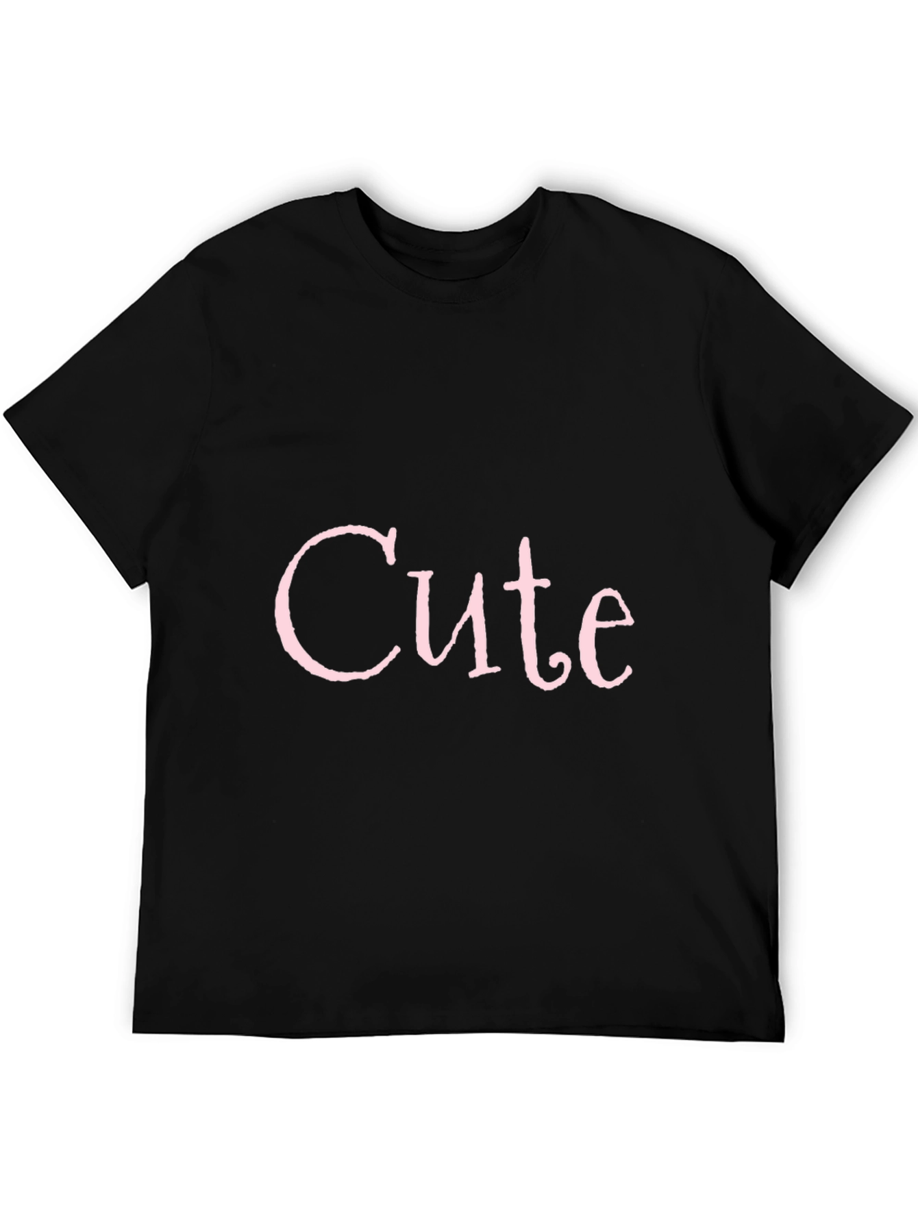 Cute Pink Print Black T-Shirt