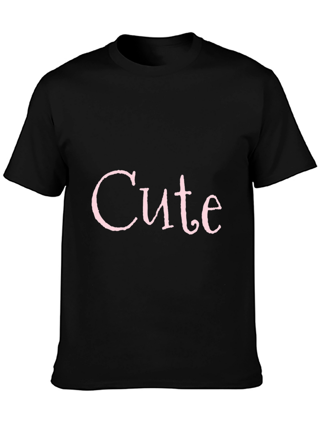 Cute Pink Print Black T-Shirt