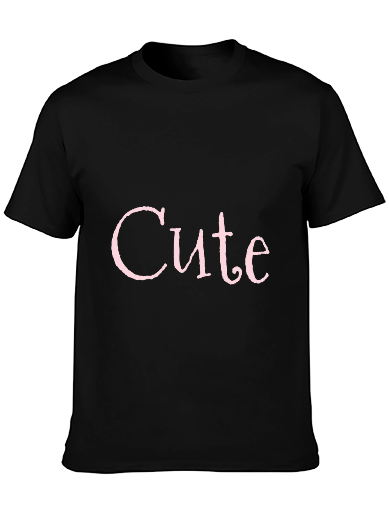 Cute Pink Print Black T-Shirt