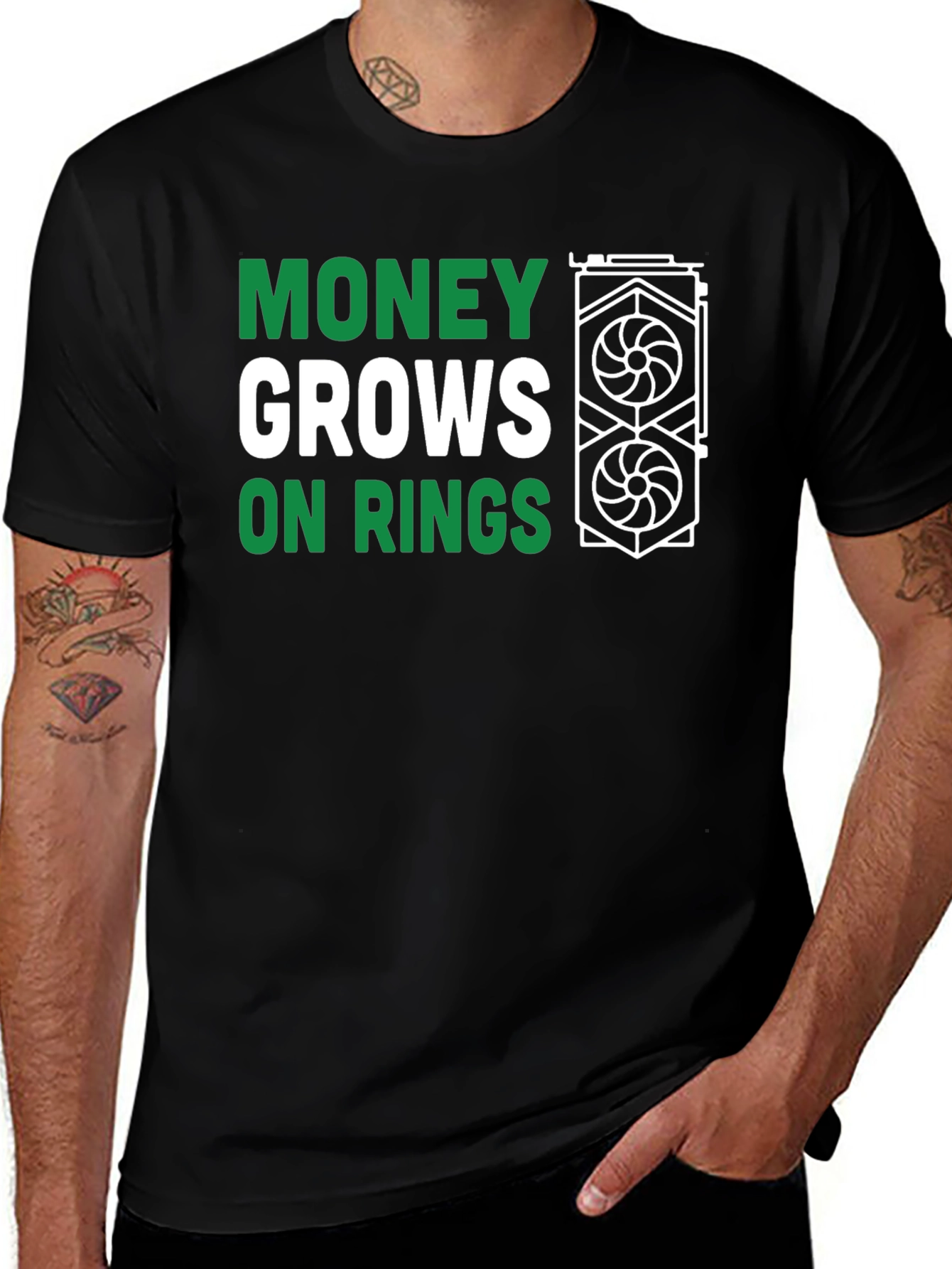 Money Grows on Rigs Black Graphic Tee - Gamer Style