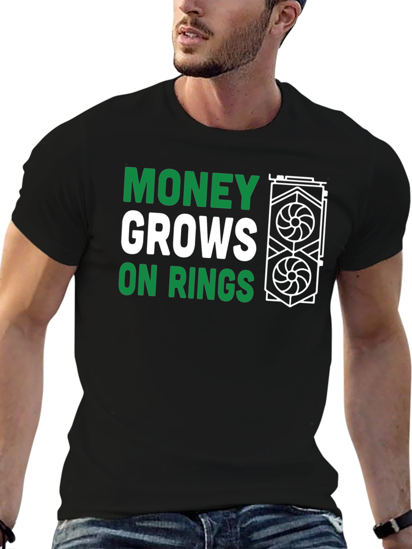 Money Grows on Rigs Black Graphic Tee - Gamer Style