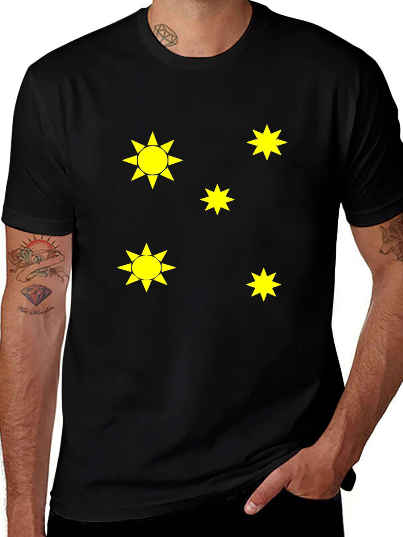 Black Tee with Star Design