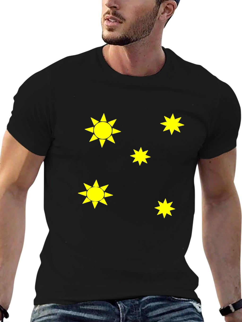 Black Tee with Star Design