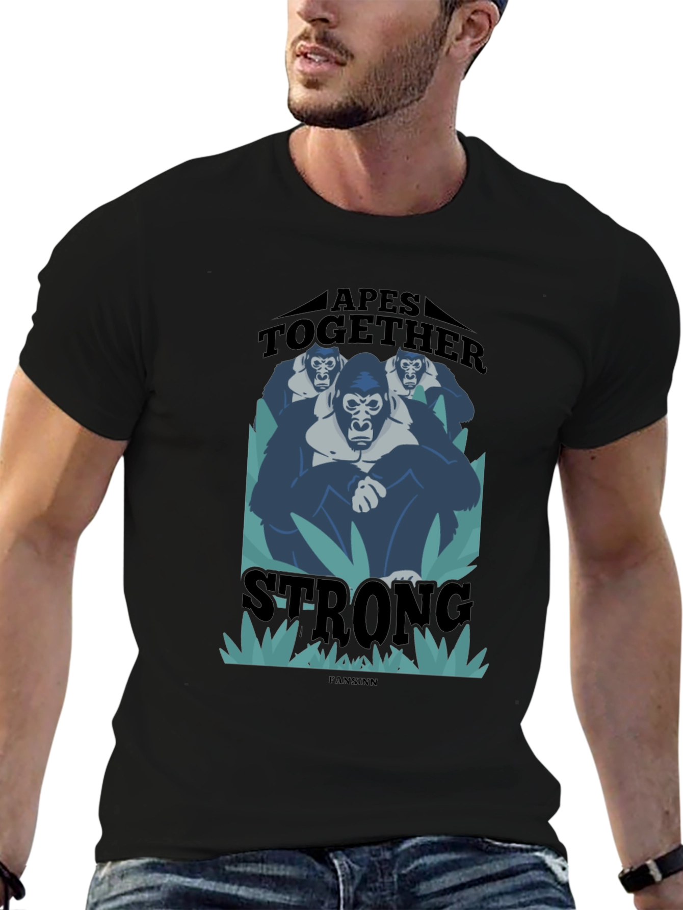 Apes Together Strong Graphic Tee - Black Cotton Blend T-Shirt