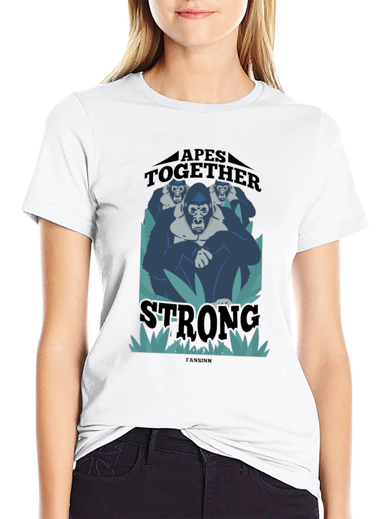 Apes Together Strong Graphic Tee - Black Cotton Blend T-Shirt