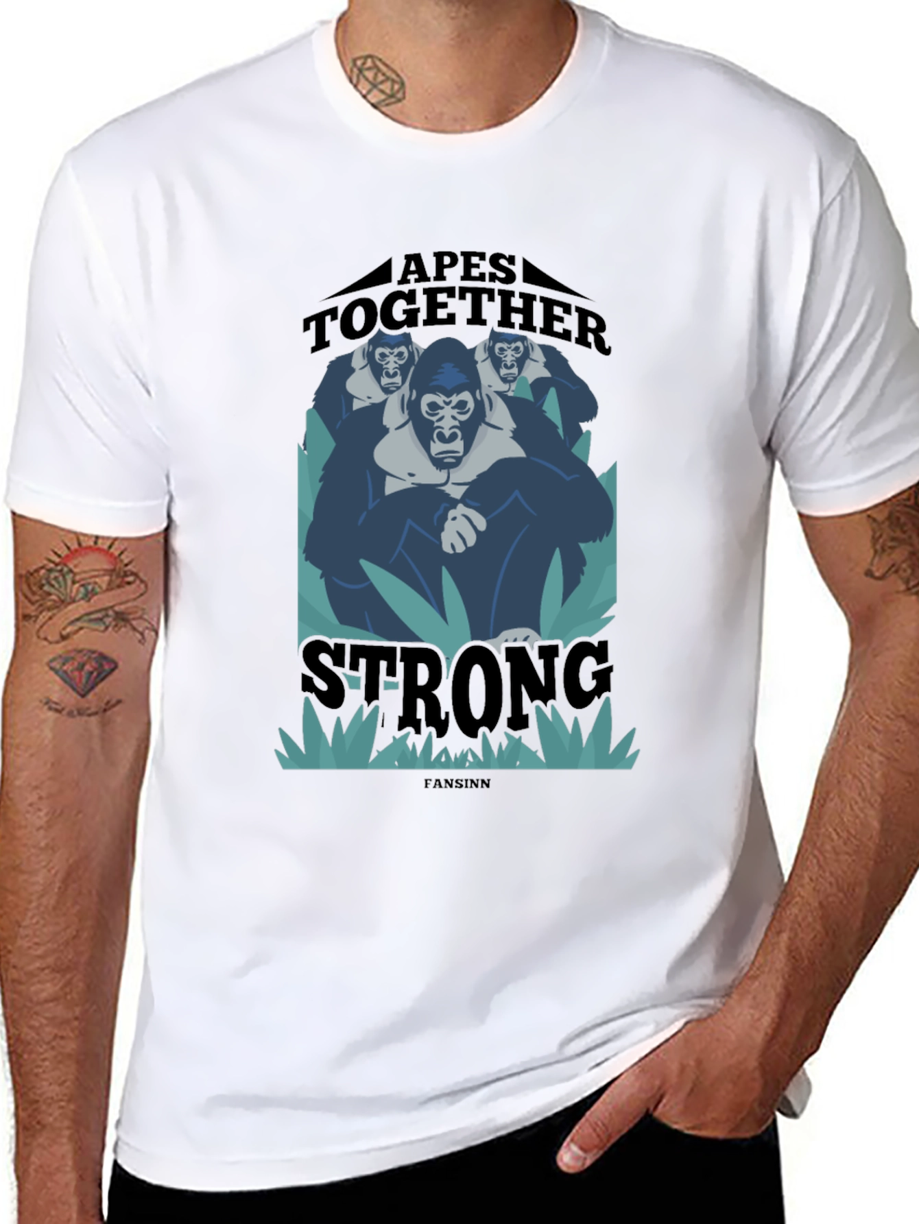 Apes Together Strong Graphic Tee - Black Cotton Blend T-Shirt