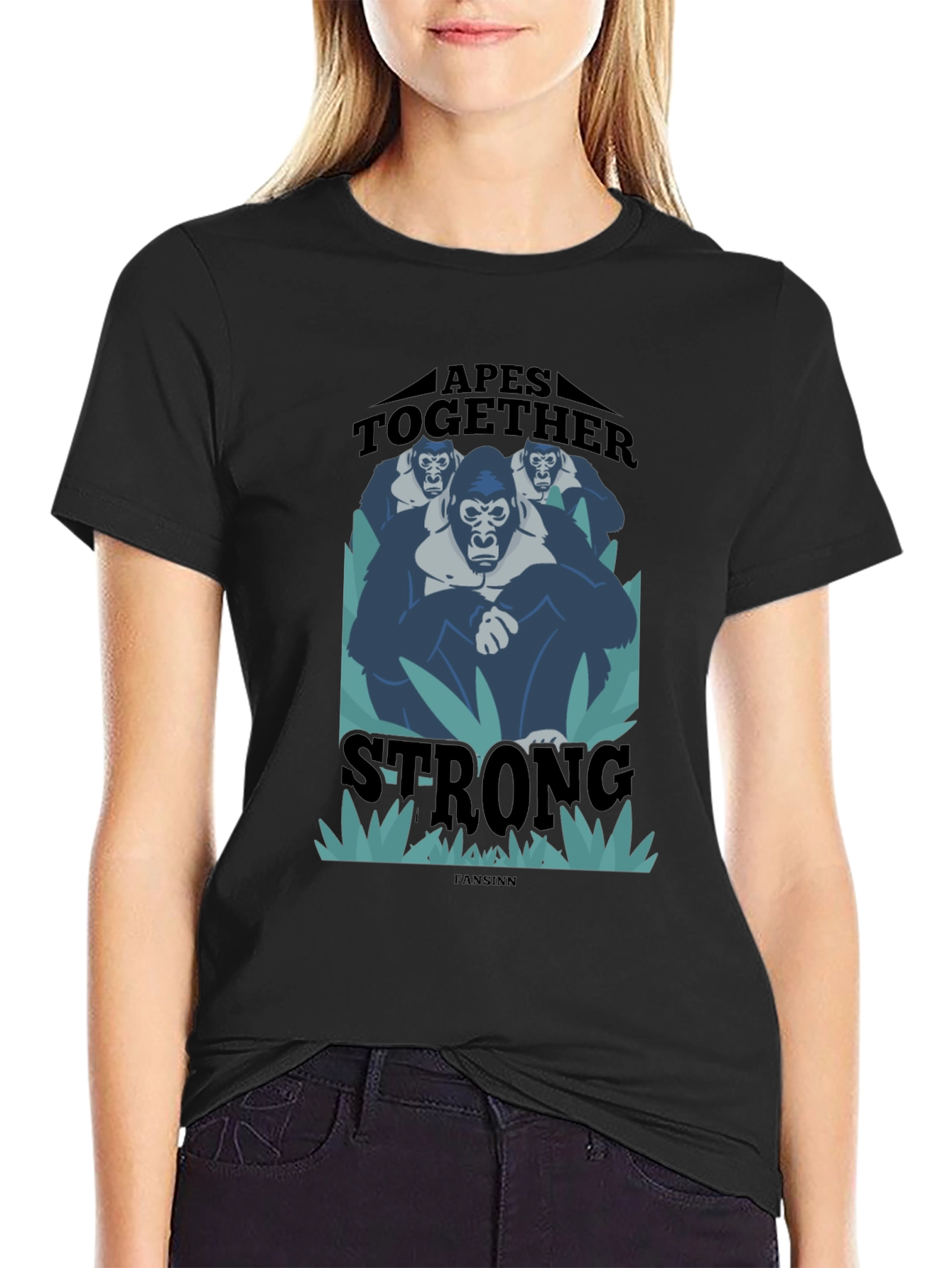 Apes Together Strong Graphic Tee - Black Cotton Blend T-Shirt