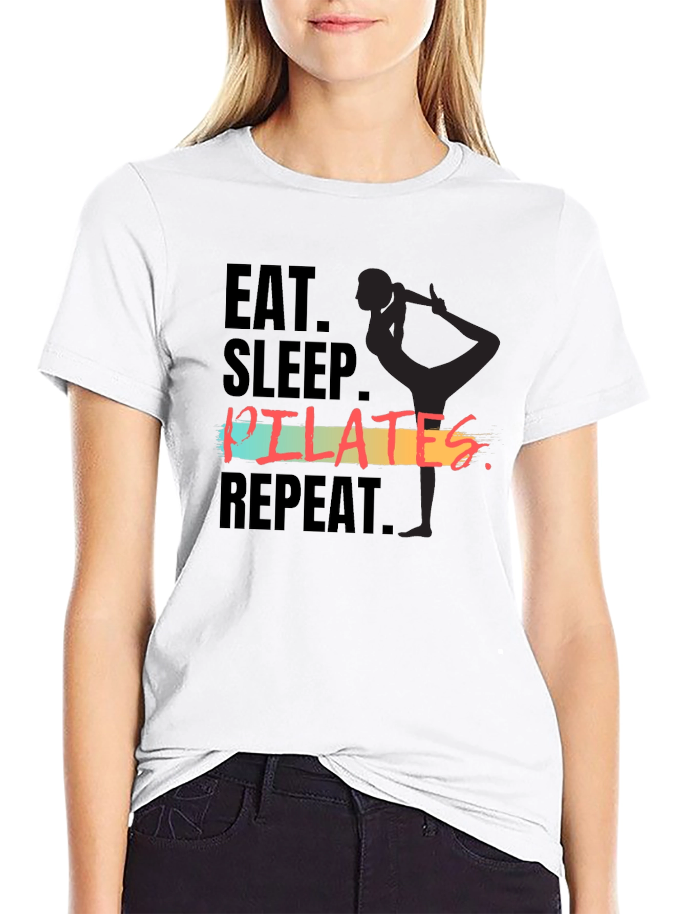 Eat Sleep Pilates Repeat Graphic Tee