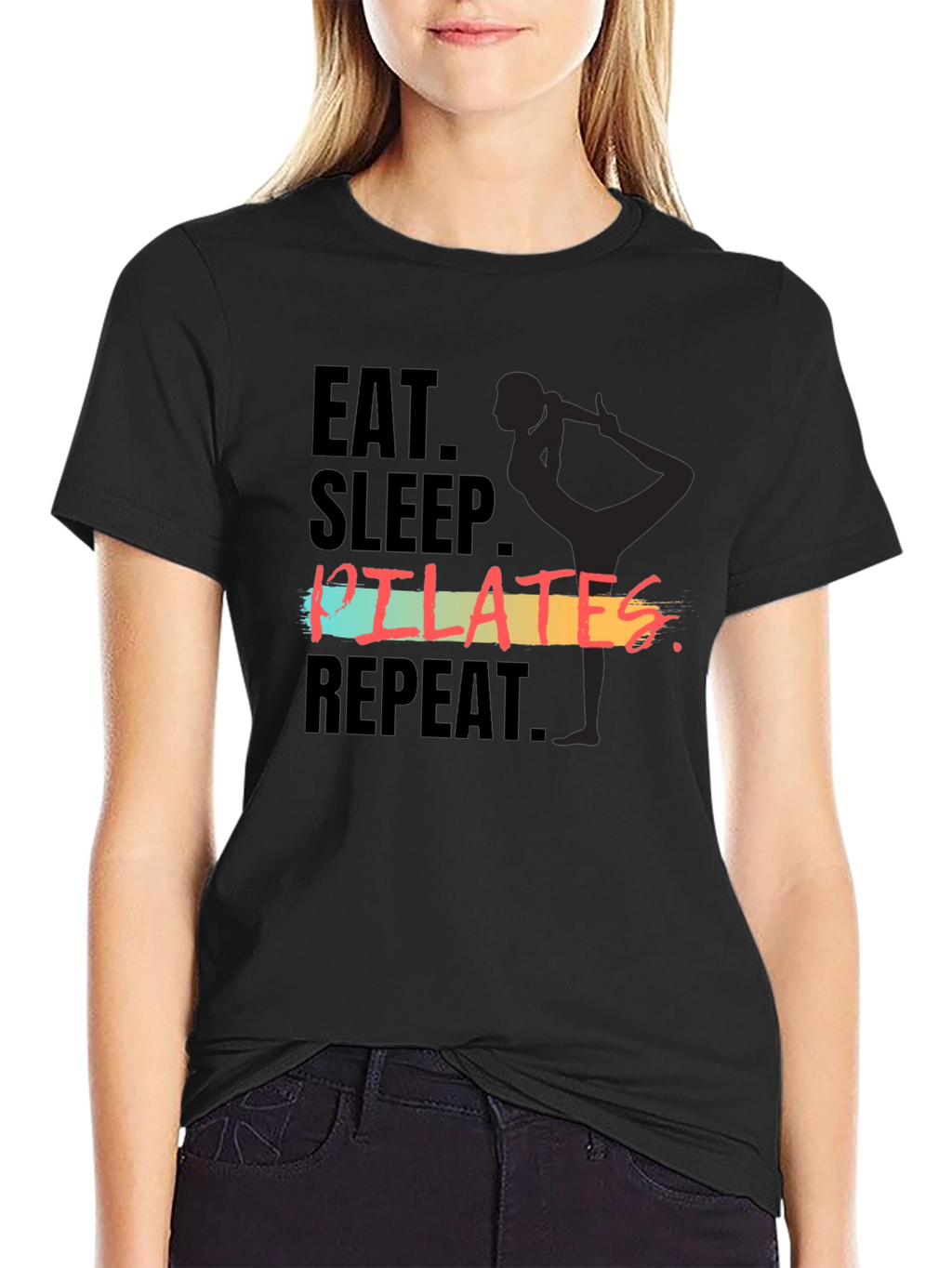 Eat Sleep Pilates Repeat Graphic Tee