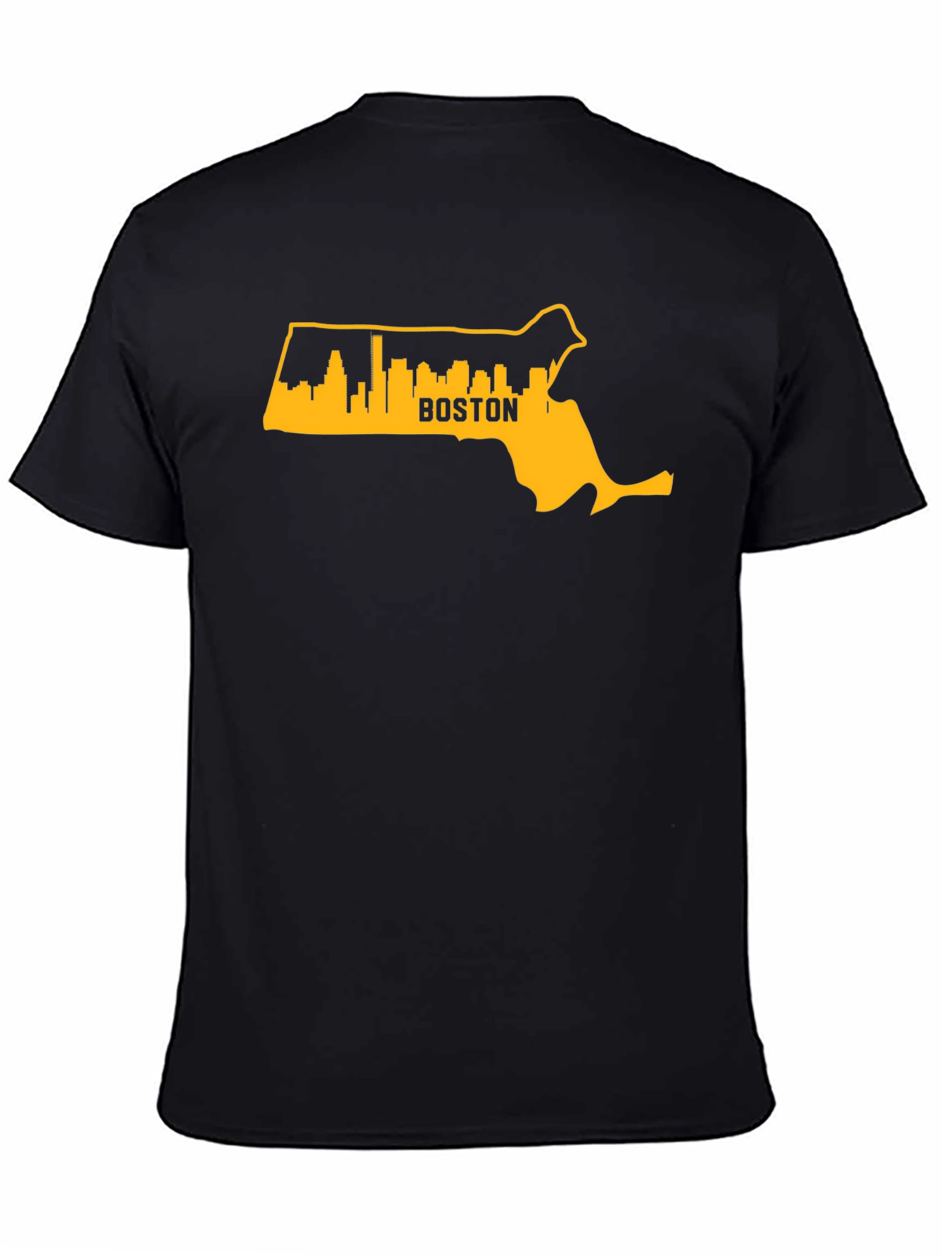 Boston MA Skyline Outline Mens Graphic T-Shirt