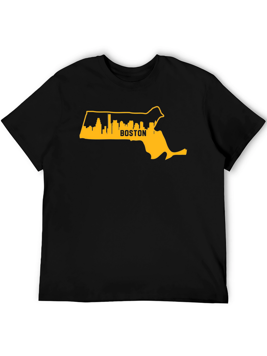 Boston MA Skyline Outline Mens Graphic T-Shirt