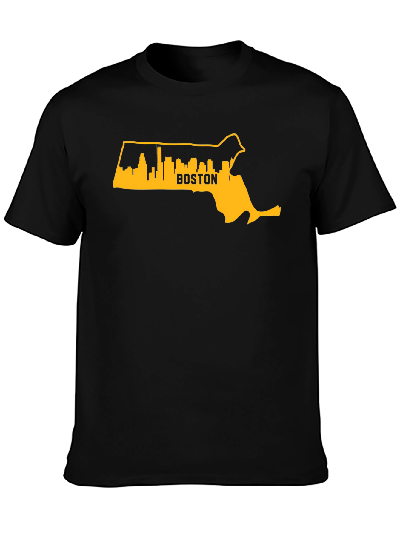 Boston MA Skyline Outline Mens Graphic T-Shirt