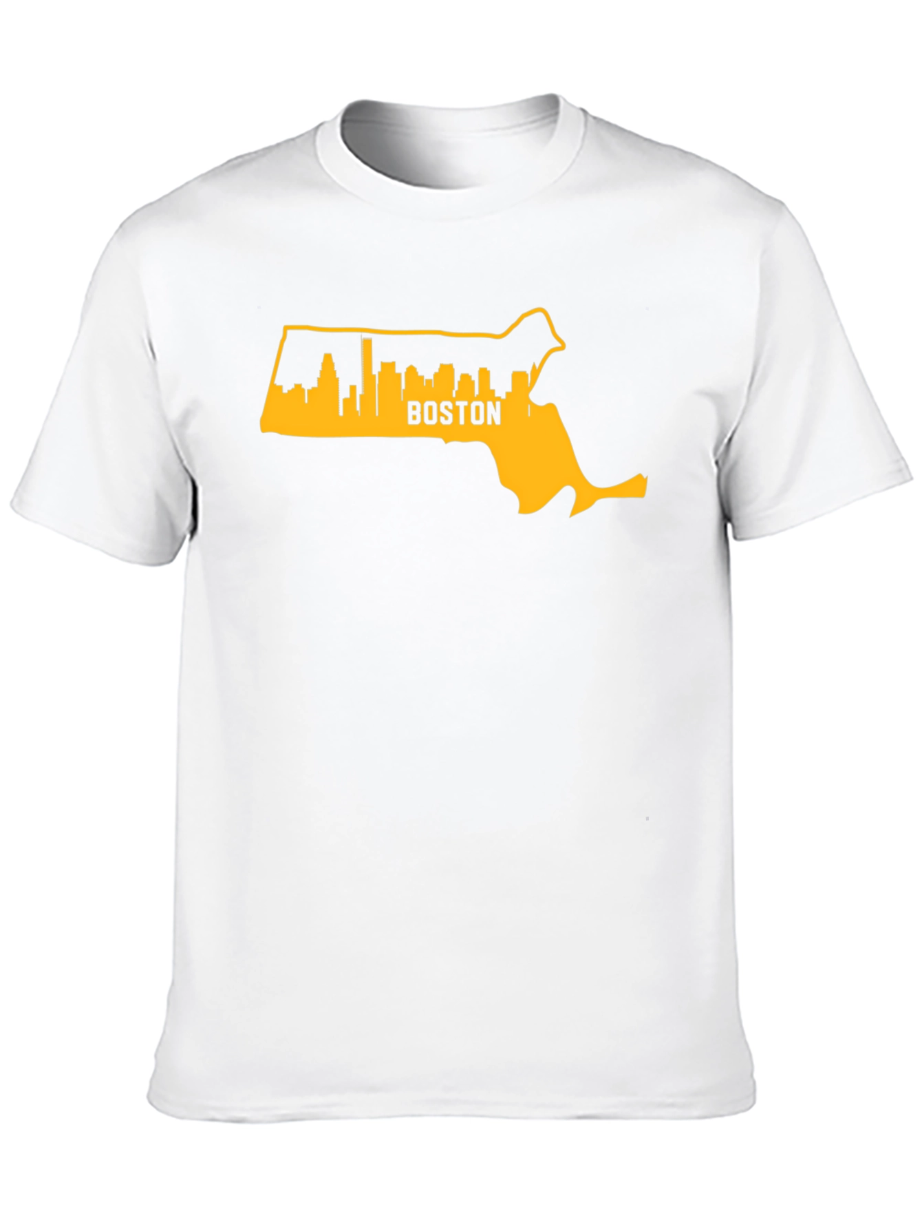 Boston MA Skyline Outline Mens Graphic T-Shirt