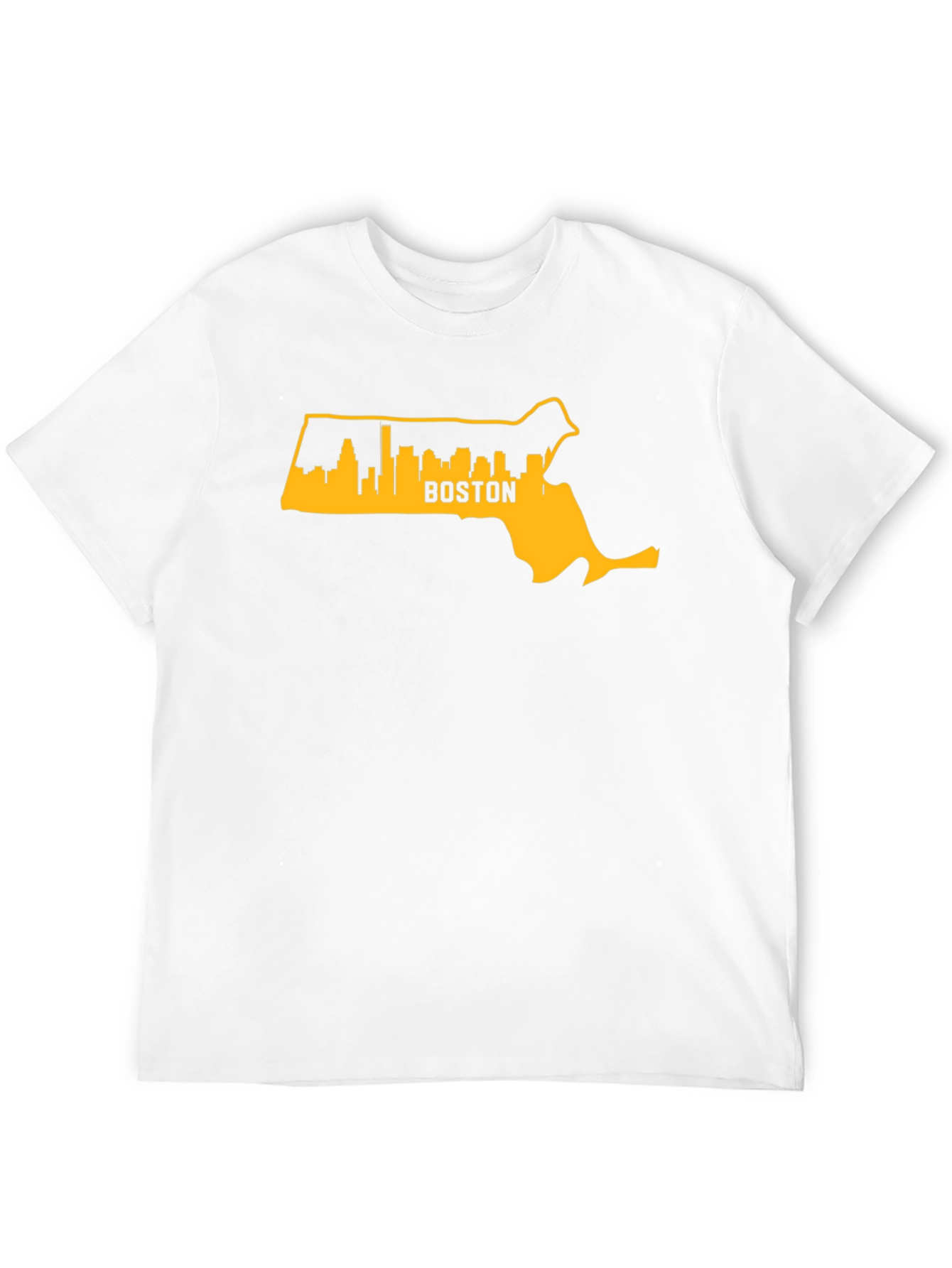 Boston MA Skyline Outline Mens Graphic T-Shirt