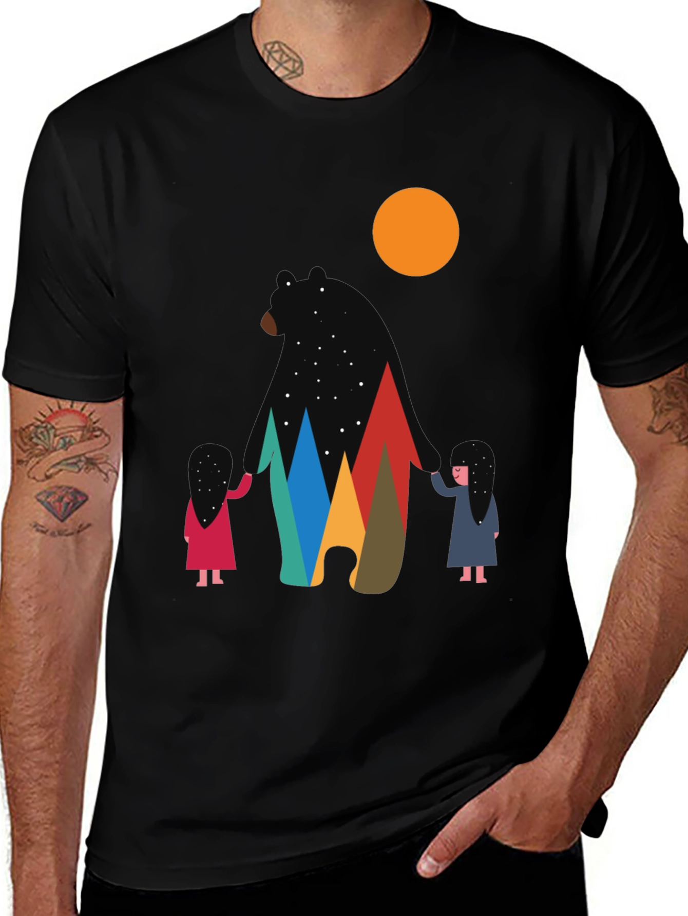 Bear & Mountain Graphic Tee - Stylish Unisex Shirt