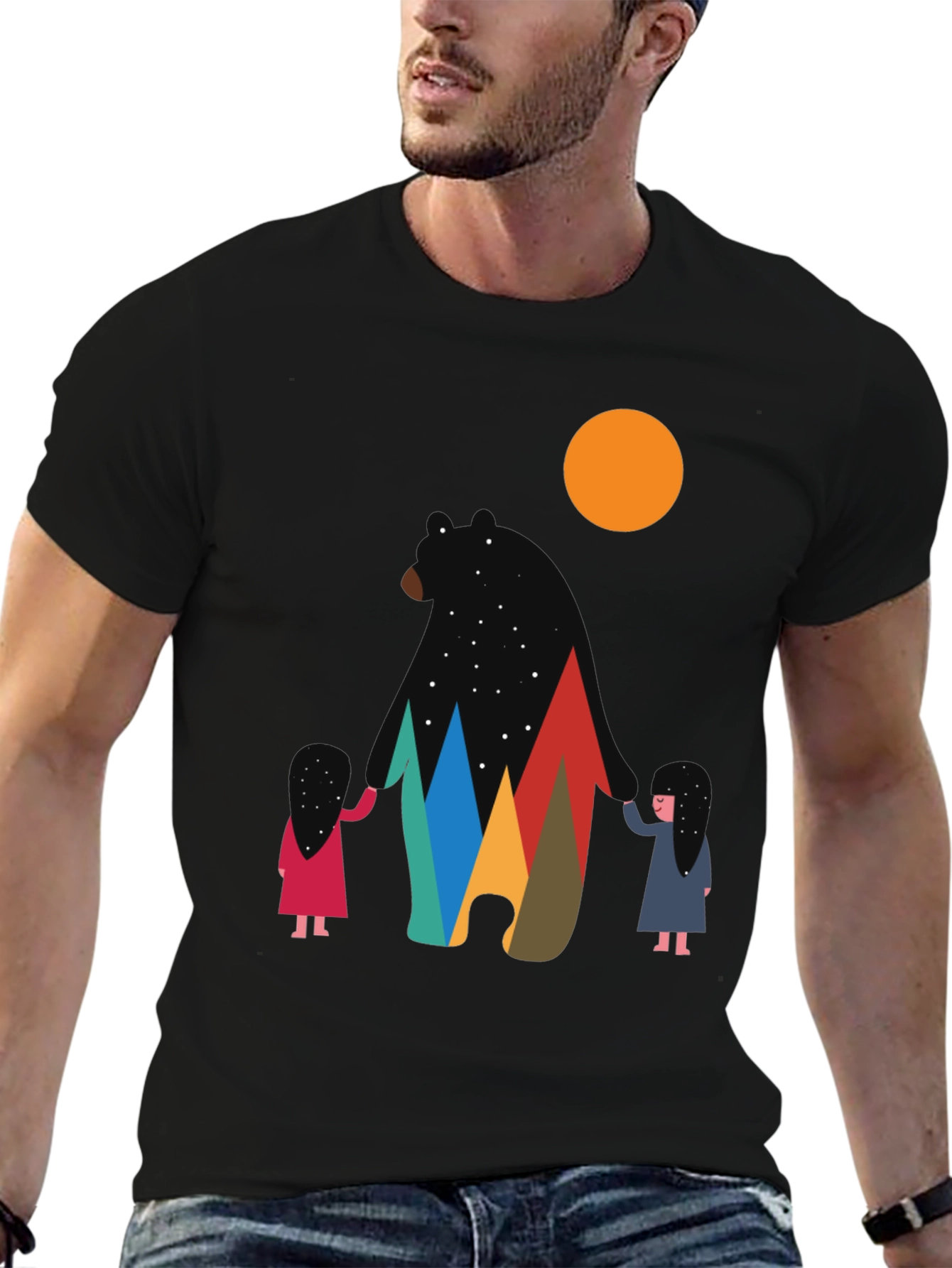 Bear & Mountain Graphic Tee - Stylish Unisex Shirt
