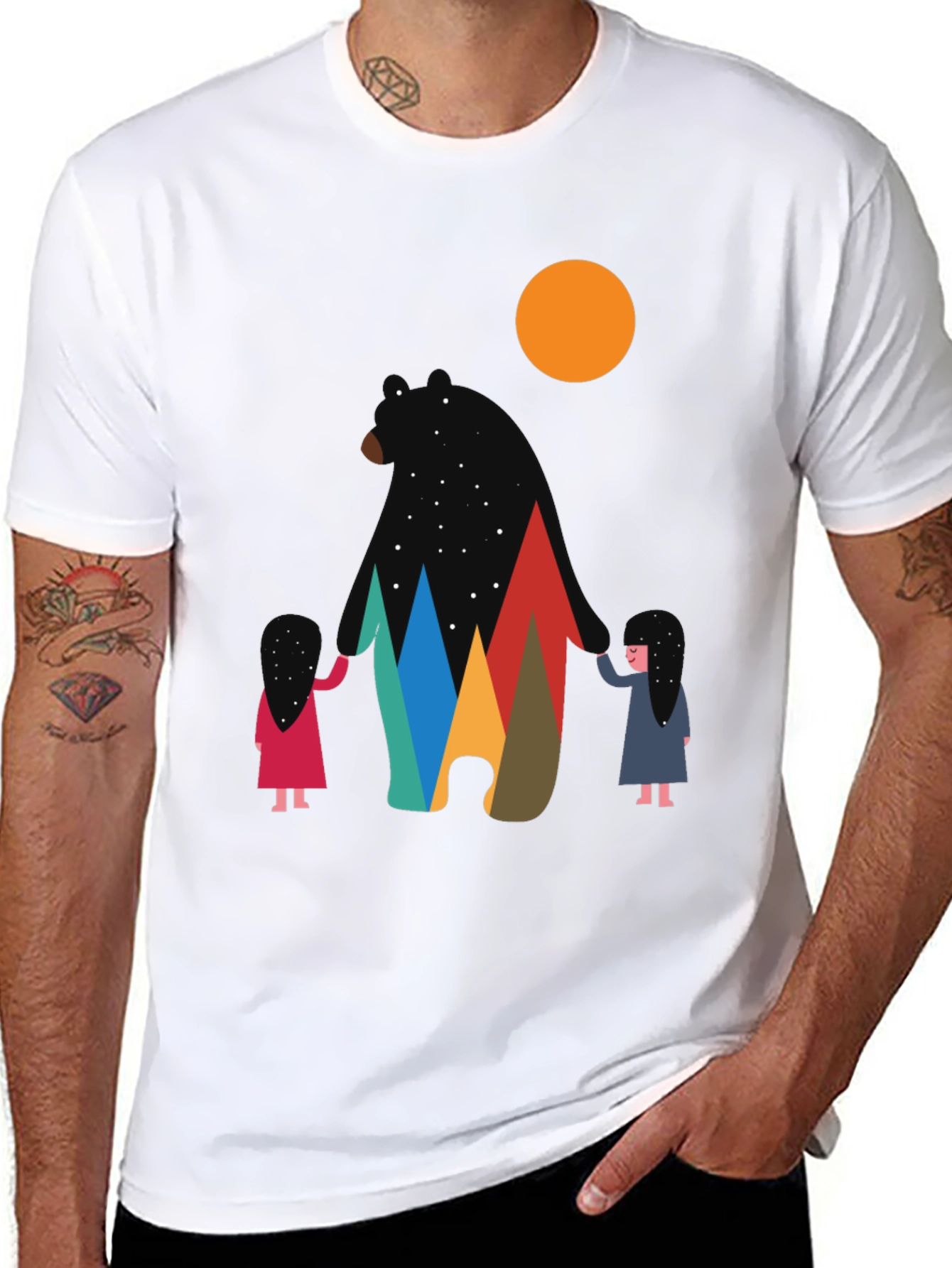 Bear & Mountain Graphic Tee - Stylish Unisex Shirt
