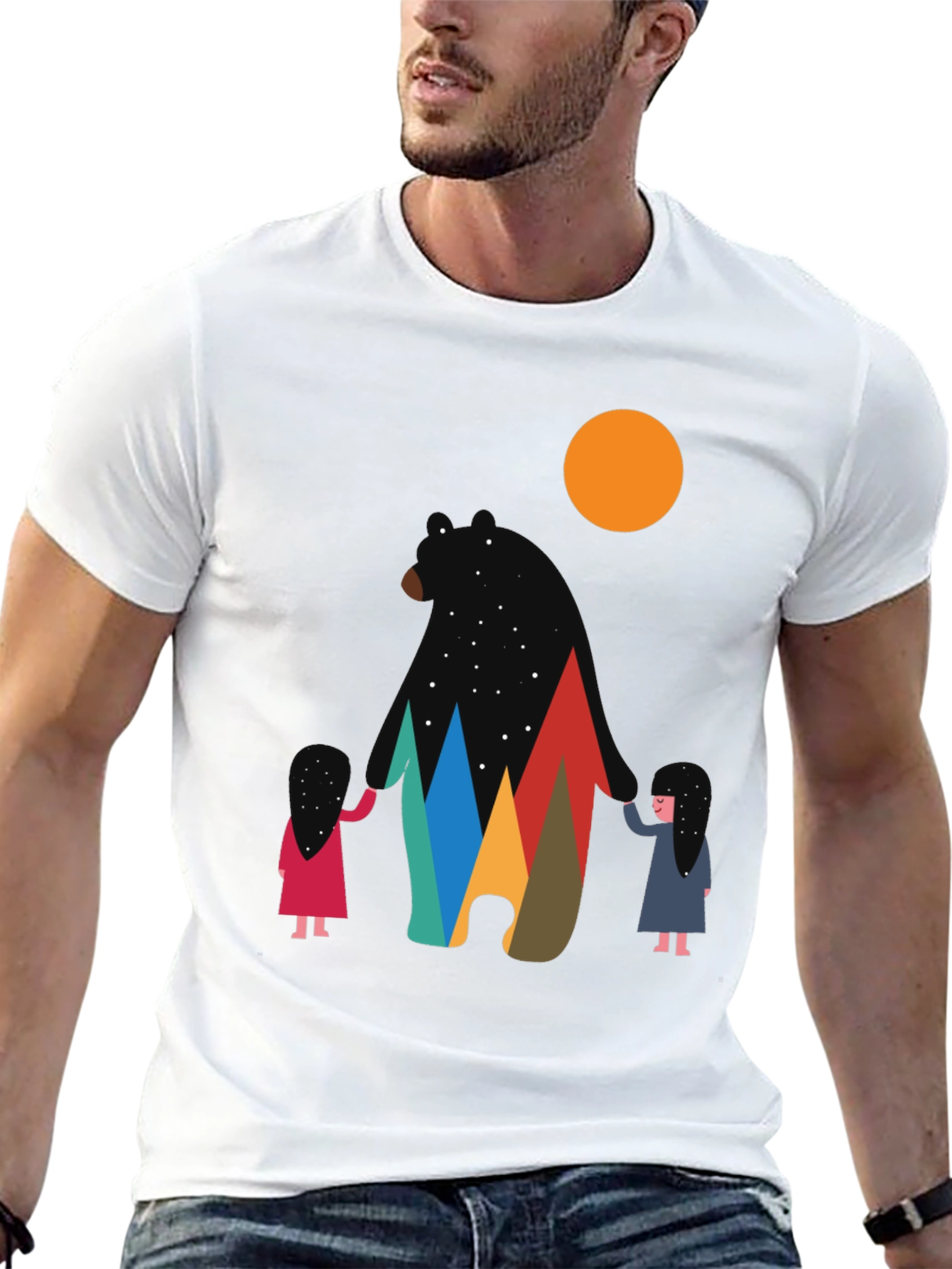 Bear & Mountain Graphic Tee - Stylish Unisex Shirt