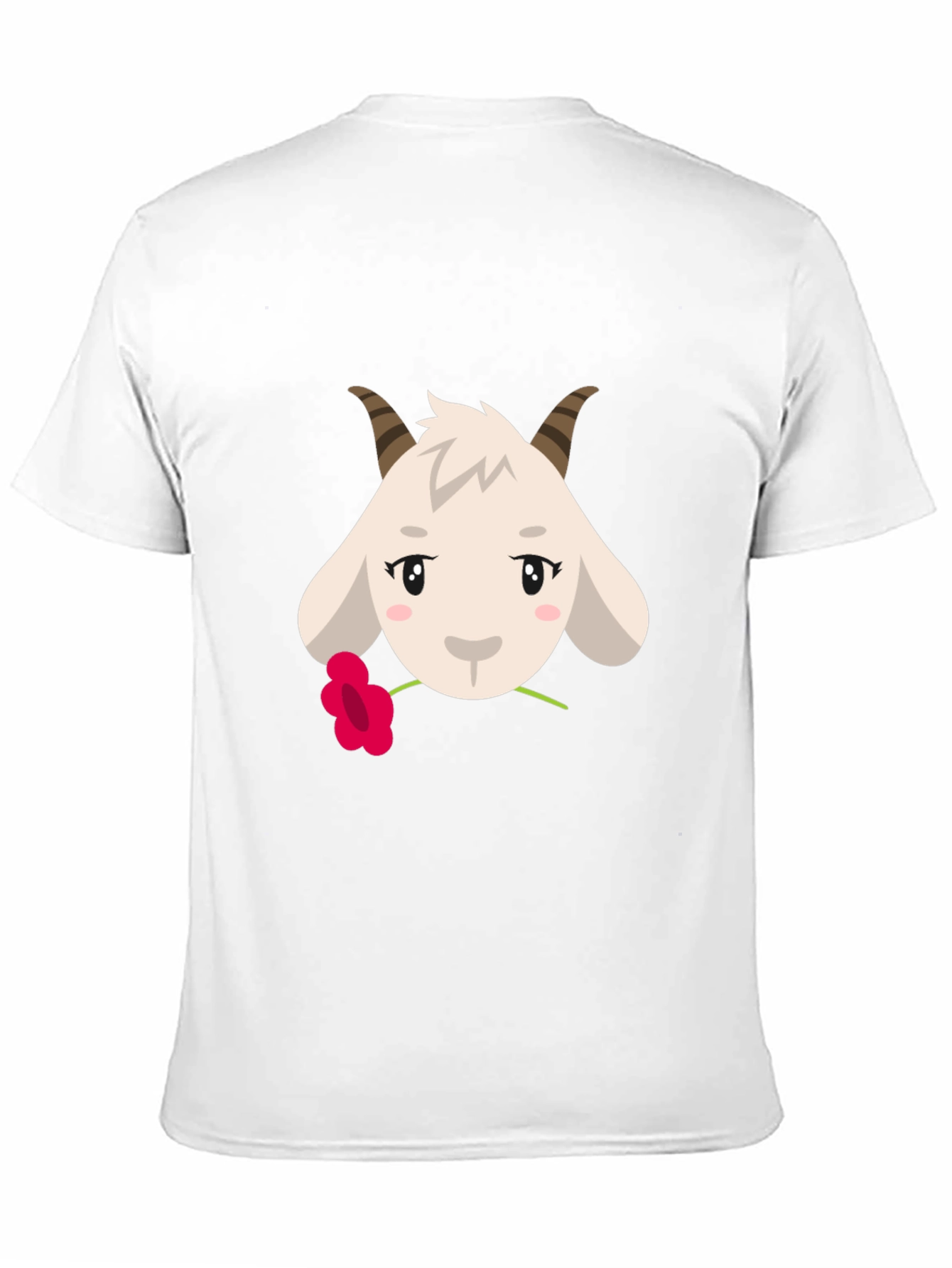 Cute Goat with Flower Graphic Tee - Black