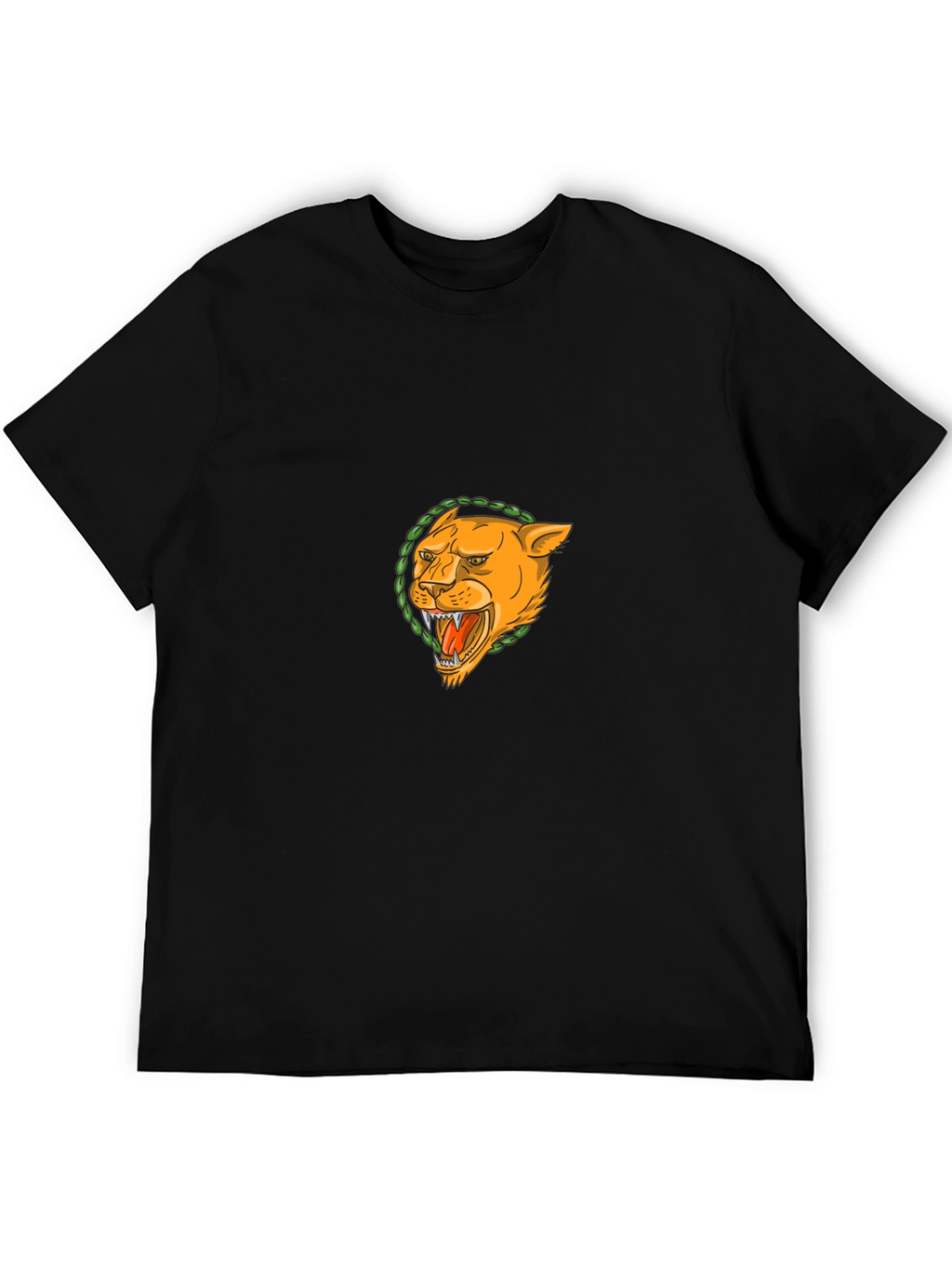 Black T-Shirt with Lion Graphic