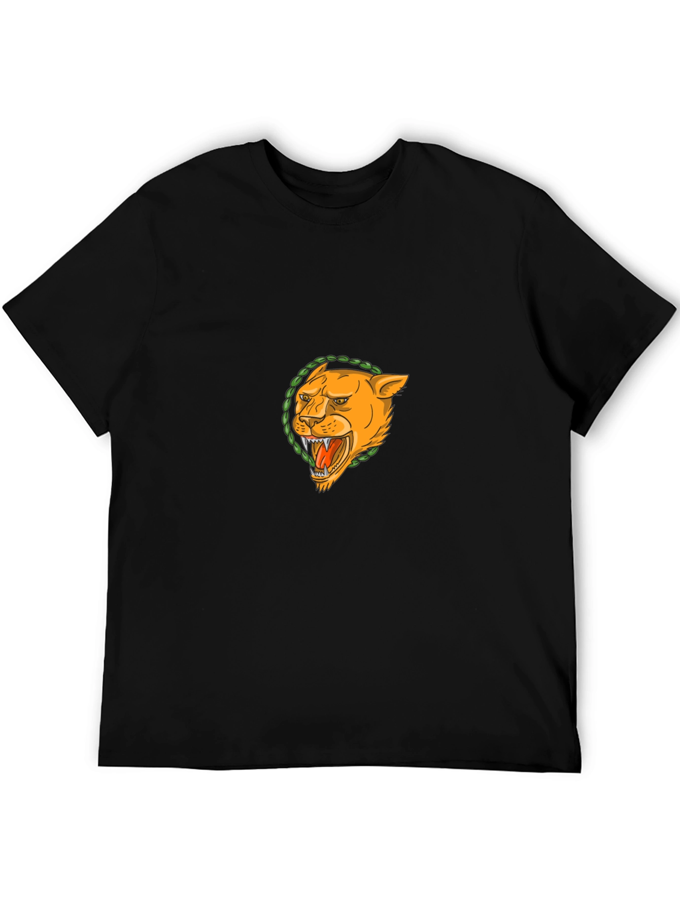 Black T-Shirt with Lion Graphic