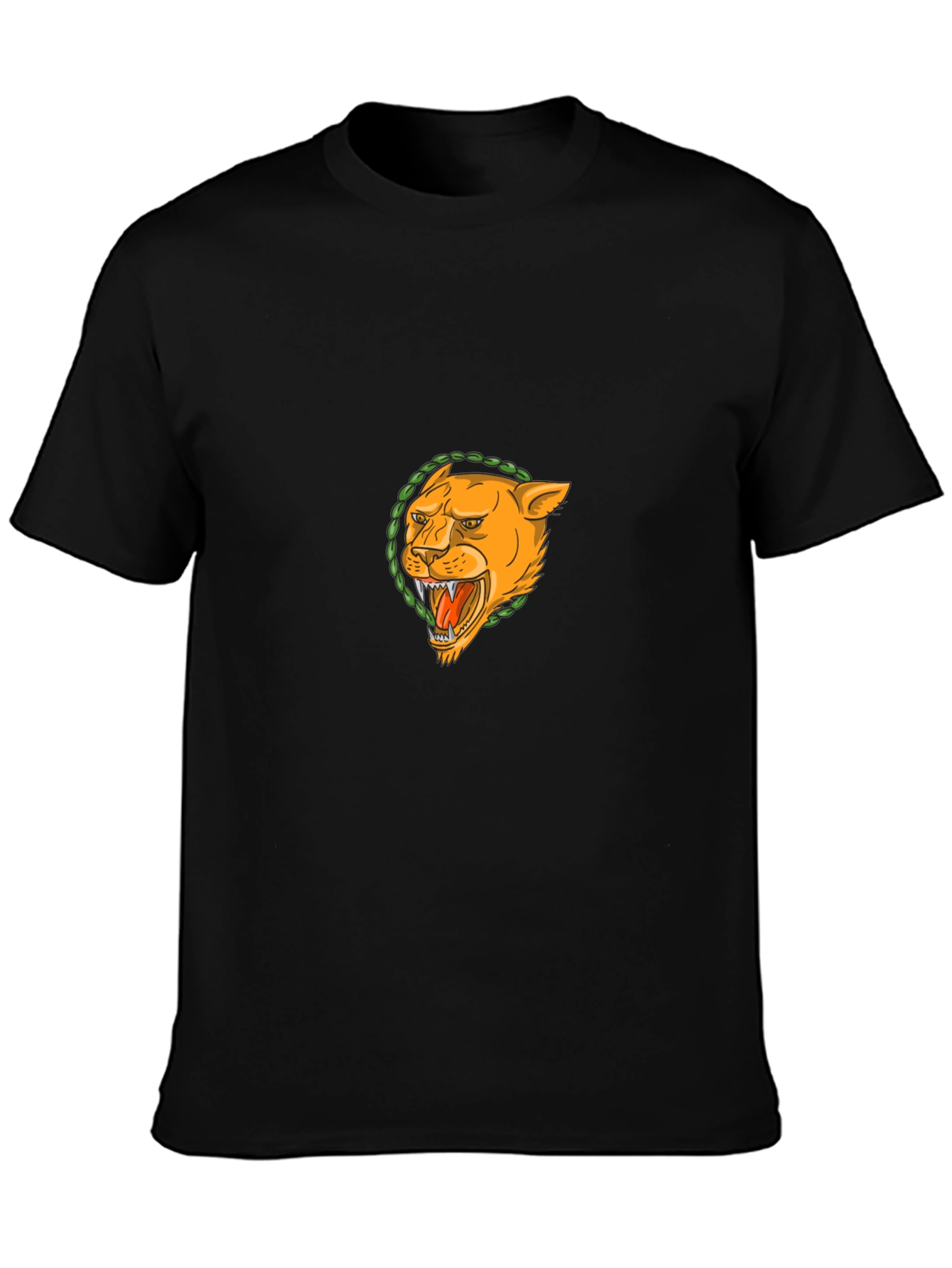 Black T-Shirt with Lion Graphic