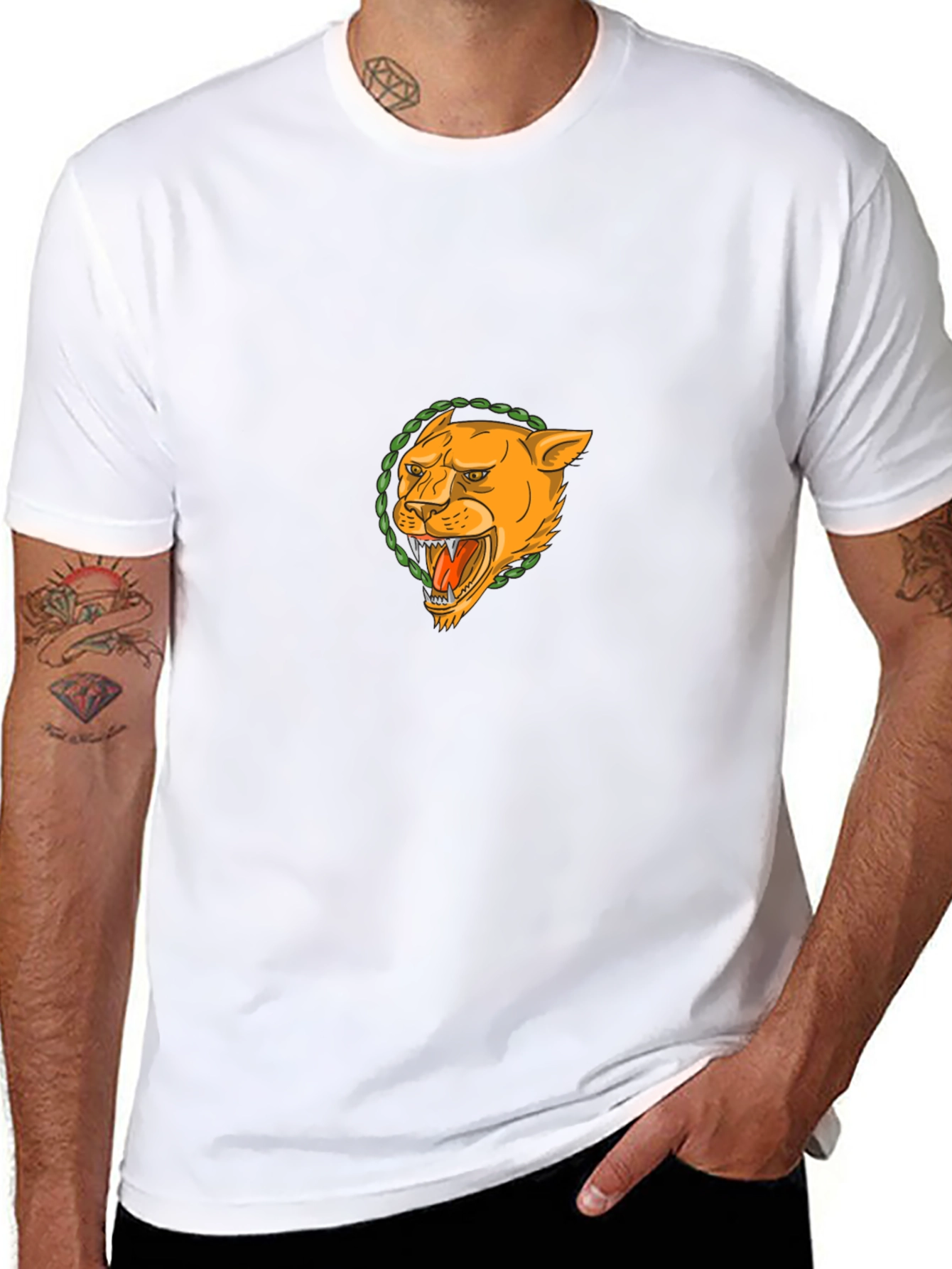 Black T-Shirt with Lion Graphic