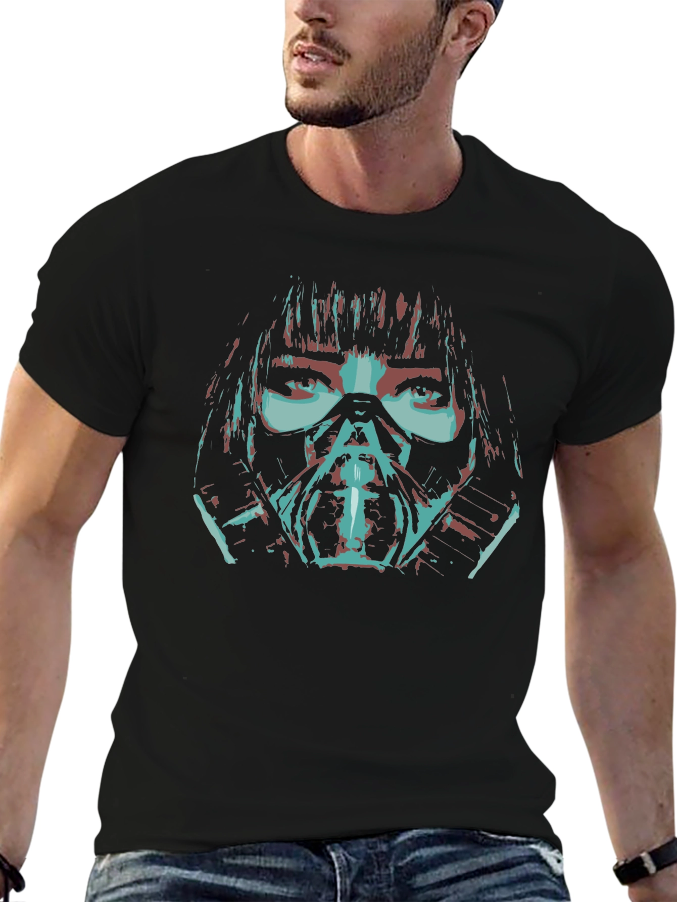 Cyberpunk Mask Graphic Tee - Edgy Sci-Fi Style
