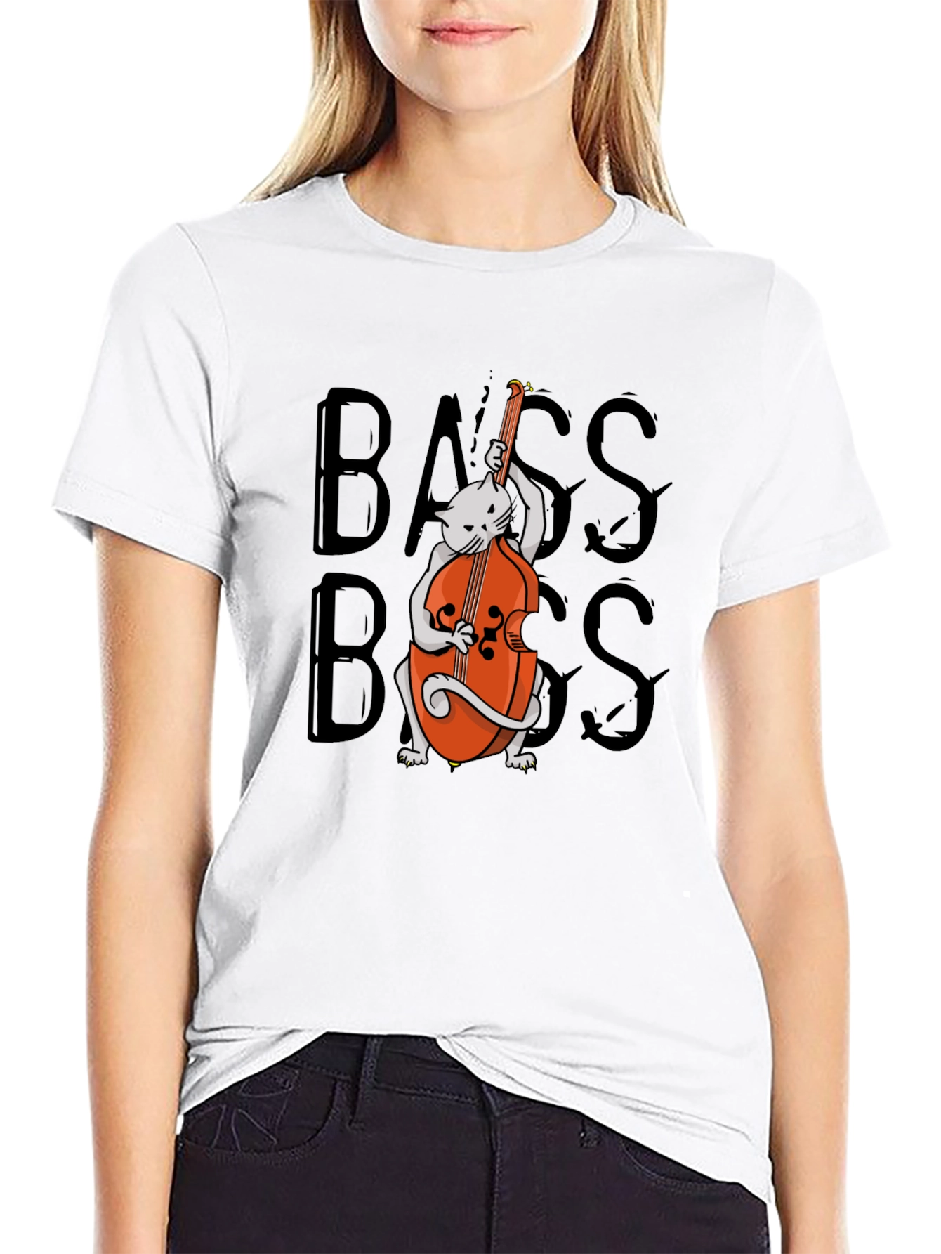Cat Playing Bass T-Shirt - Cool Musician Tee