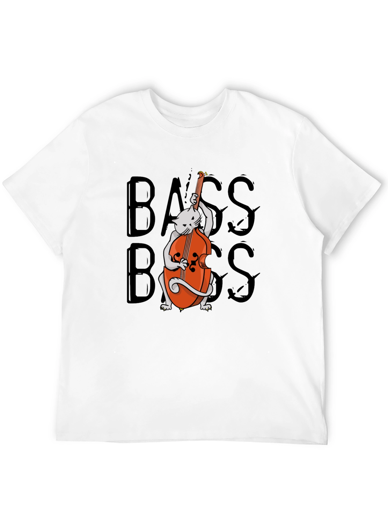 Cat Playing Bass T-Shirt - Cool Musician Tee