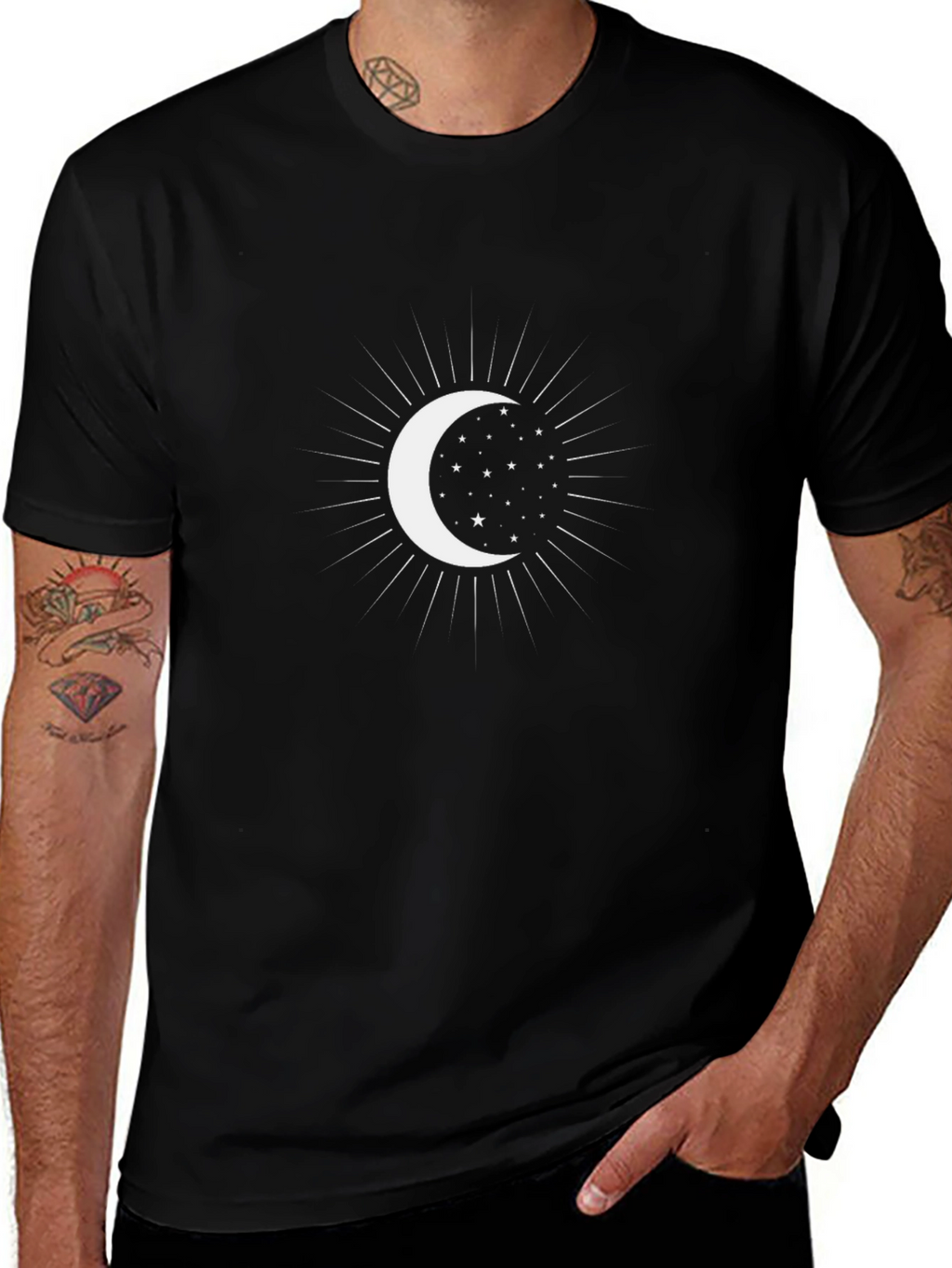 Celestial Moon and Stars Graphic Tee