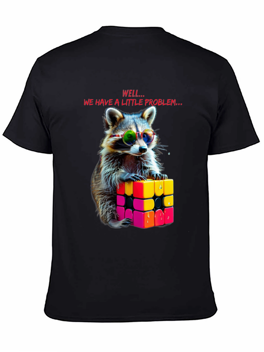 Cool Raccoon Rubiks Cube Graphic Tee