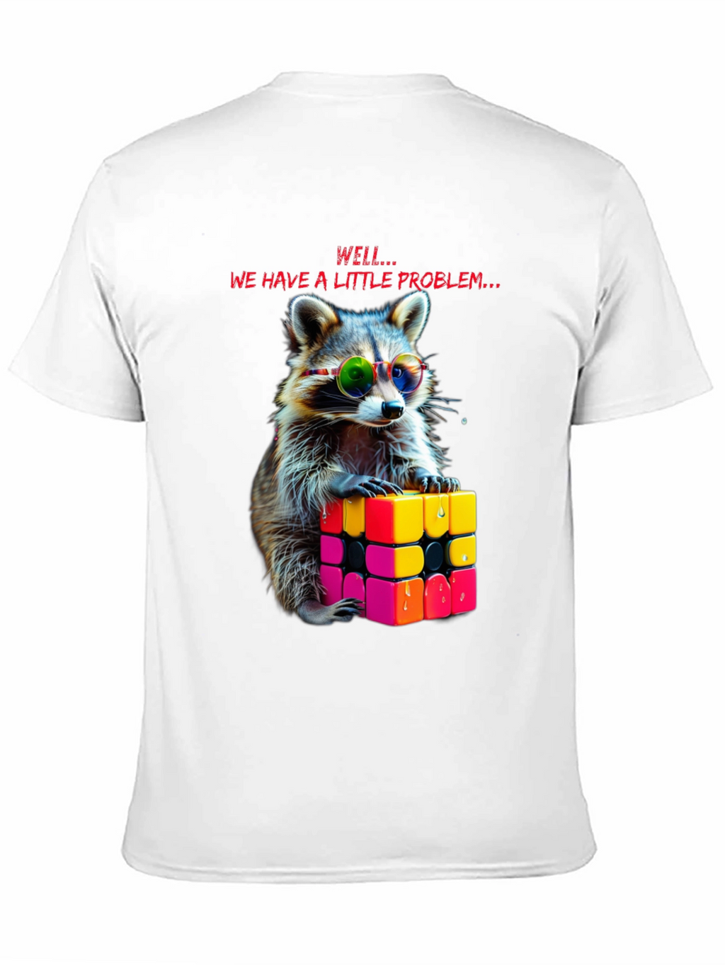 Cool Raccoon Rubiks Cube Graphic Tee