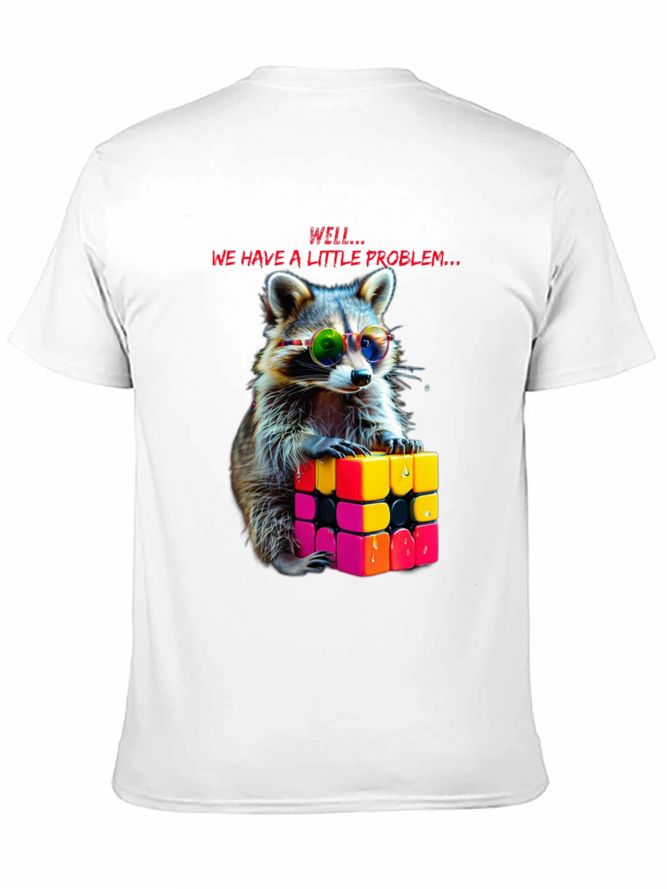 Cool Raccoon Rubiks Cube Graphic Tee