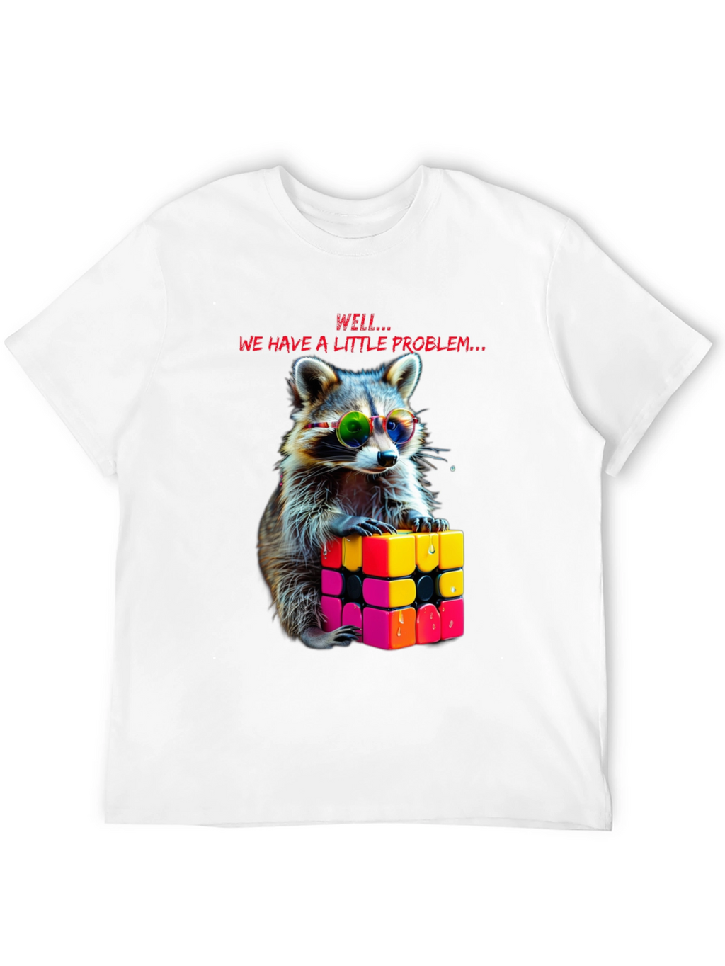 Cool Raccoon Rubiks Cube Graphic Tee