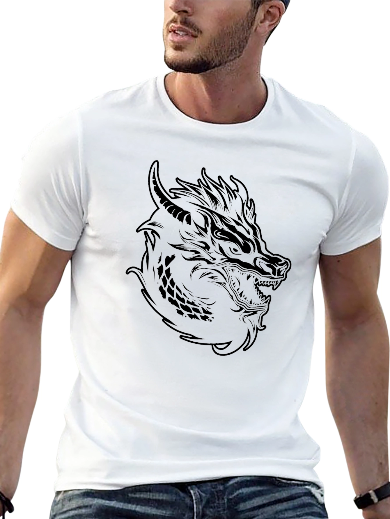 Dragon Head Graphic Tee - Mens Black T-Shirt