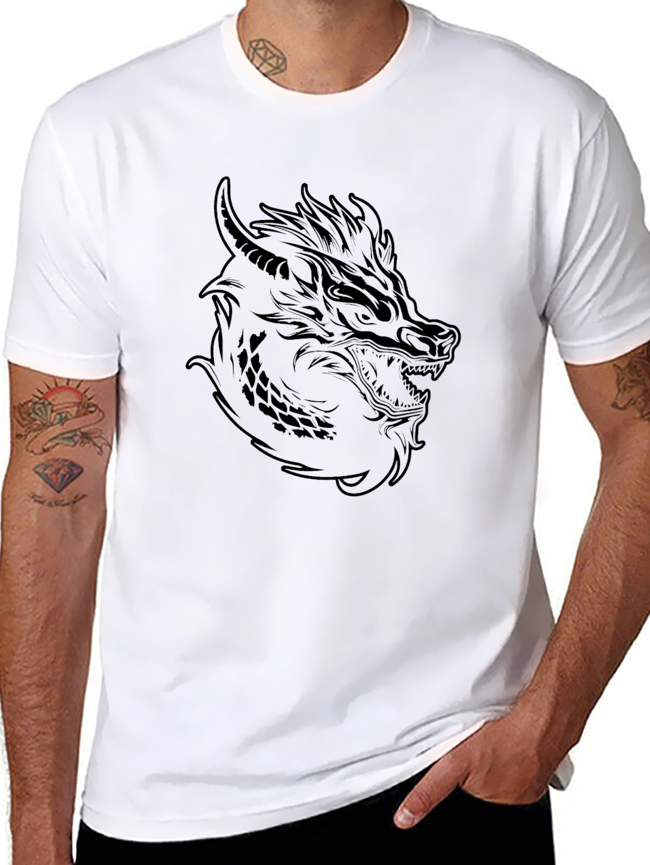 Dragon Head Graphic Tee - Mens Black T-Shirt