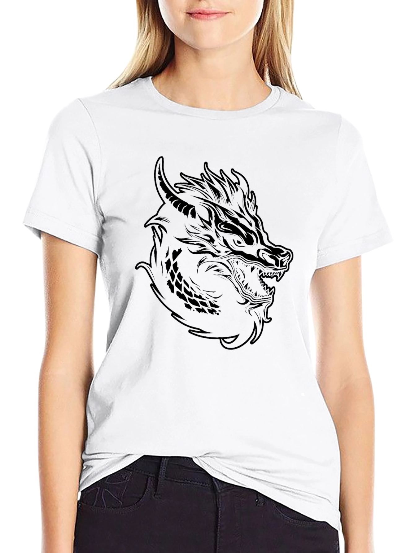 Dragon Head Graphic Tee - Mens Black T-Shirt