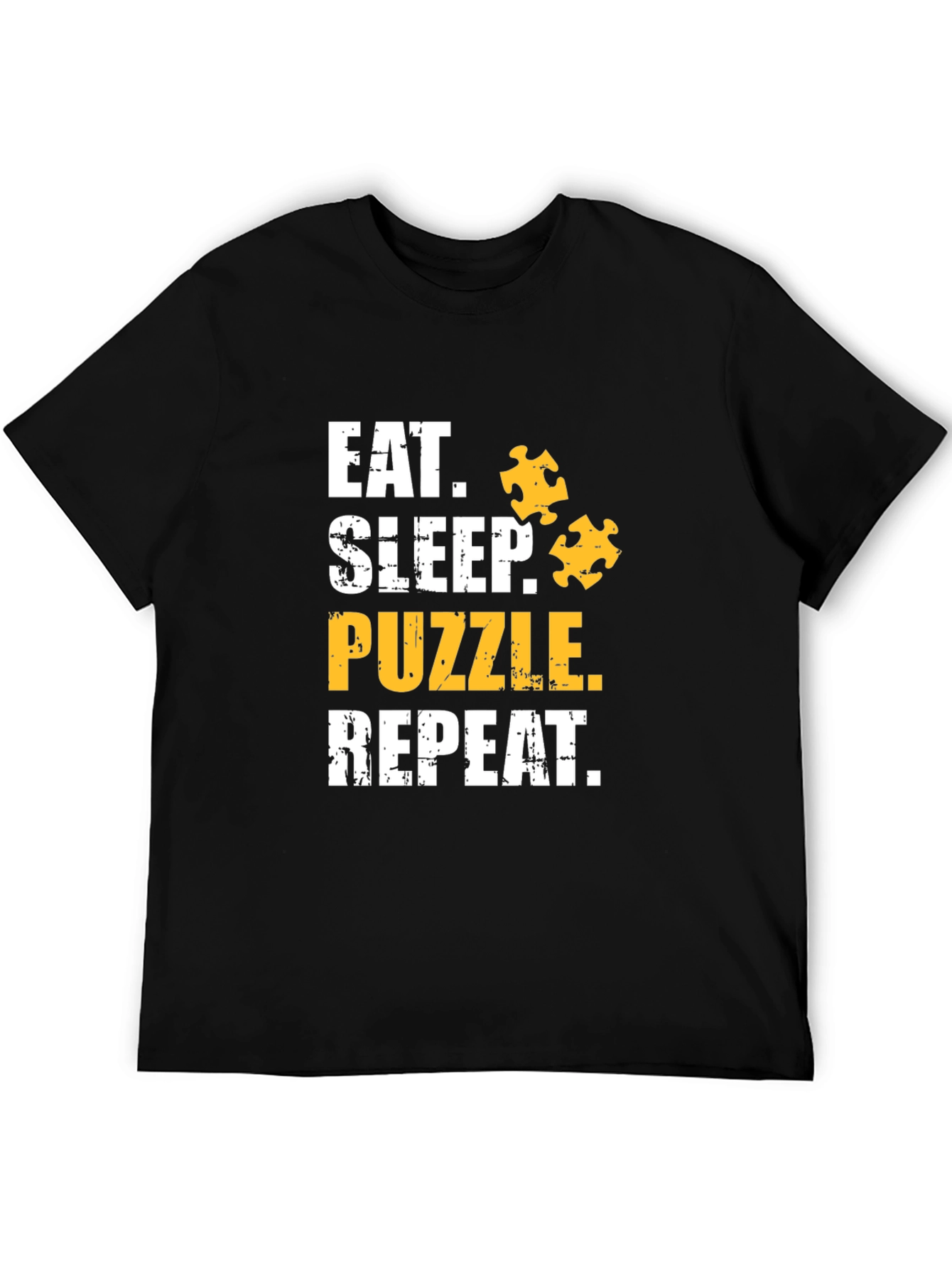 Eat Sleep Puzzle Repeat T-Shirt Black Cotton Graphic Tee